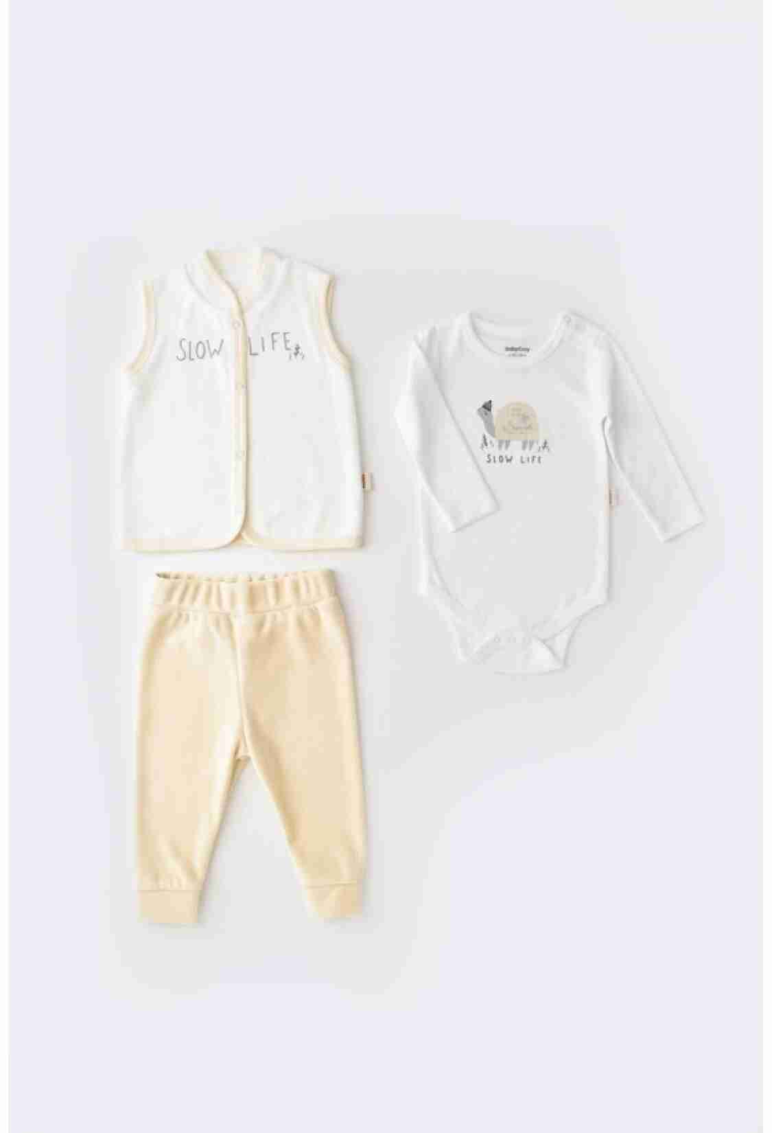 Baby Sets - Toptan Bebek 3'lü Kadife Yelek Takım Baby Cosy 2022-CSYK6023 - Brand: BabyCosy - Kids & Bby Clothes From TheBS Kids Turkey