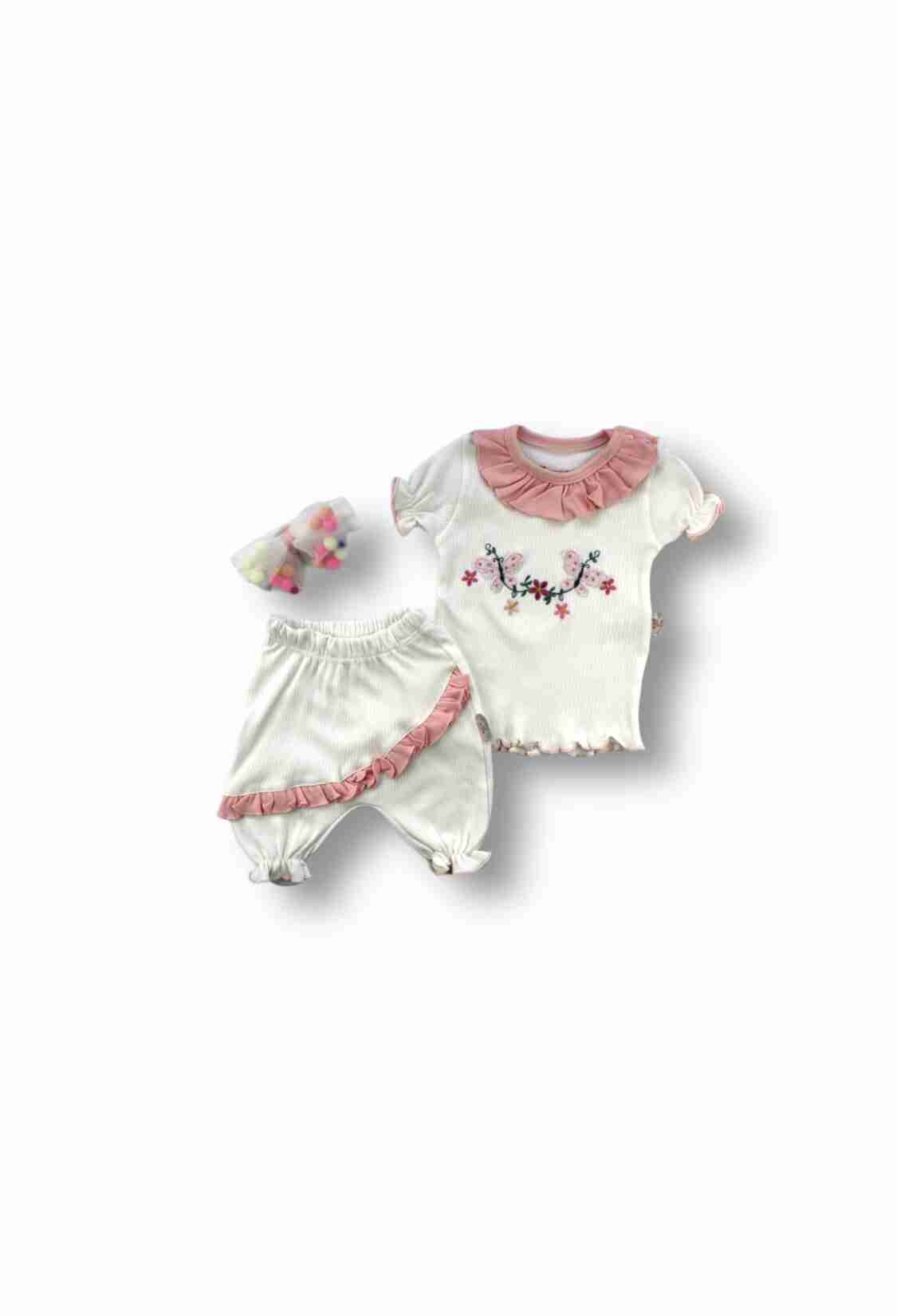 Baby Sets - Toptan Bebek 3'lü Tişört Şort ve Saç Bantlı Takım 6-18M 1074-75510 - Brand: Tomuycuk - Kids & Bby Clothes From TheBS Kids Turkey