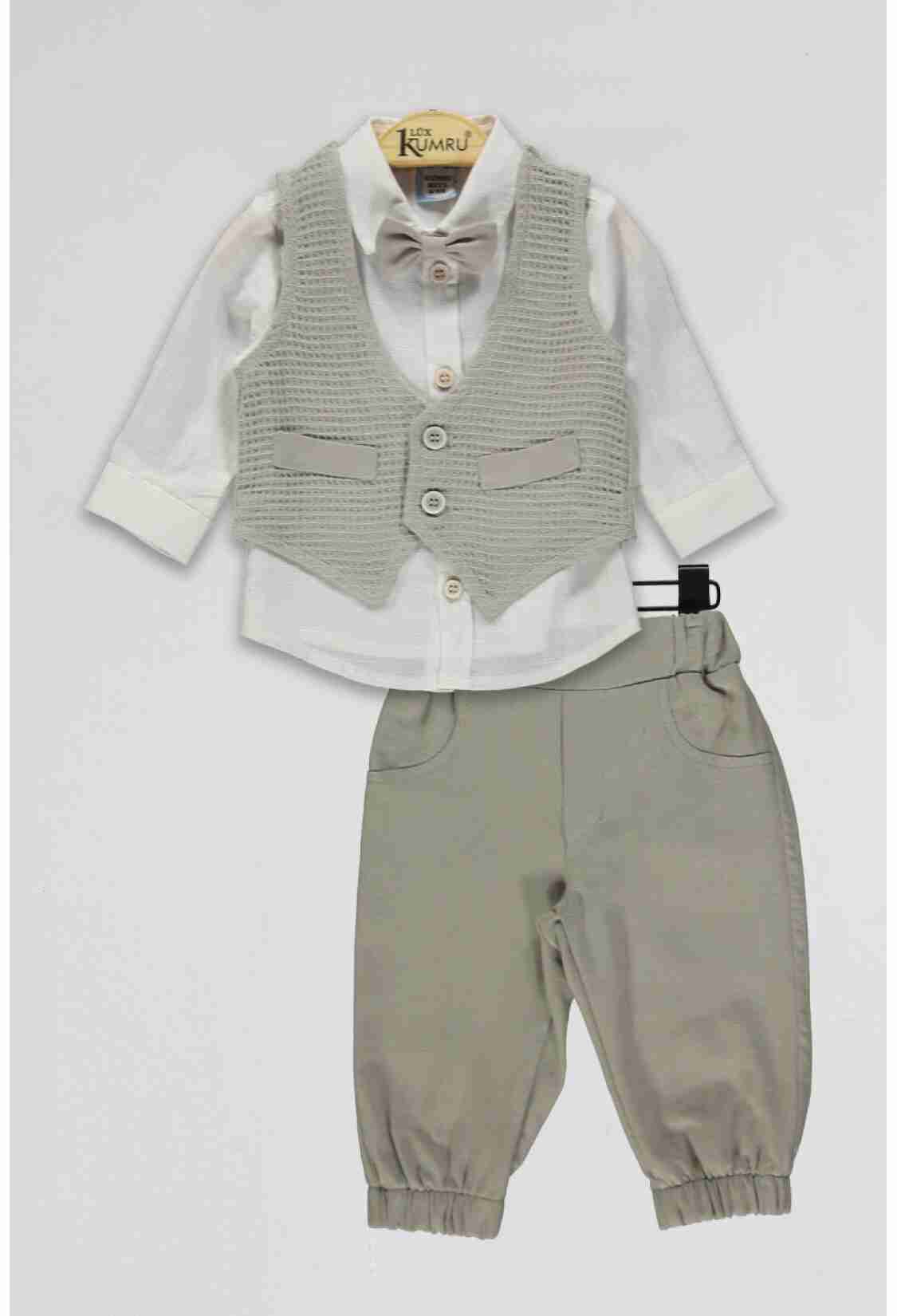 Boys' Sets - Toptan Bebek 3'lü Yelek Gömlek ve Pantolon Takım 6-18M 1075-4121 - Brand: Kumru Bebe - Kids & Bby Clothes From TheBS Kids Turkey