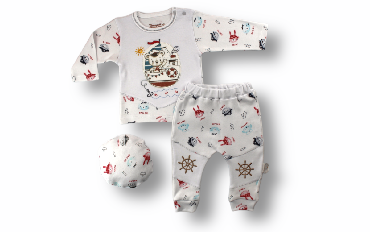 Baby Sets – Toptan Bebek 3’lü Yenidoğan Takım 3-12M 1074-75470 – Brand: Tomuycuk – Kids & Bby Clothes From TheBS Kids Turkey
