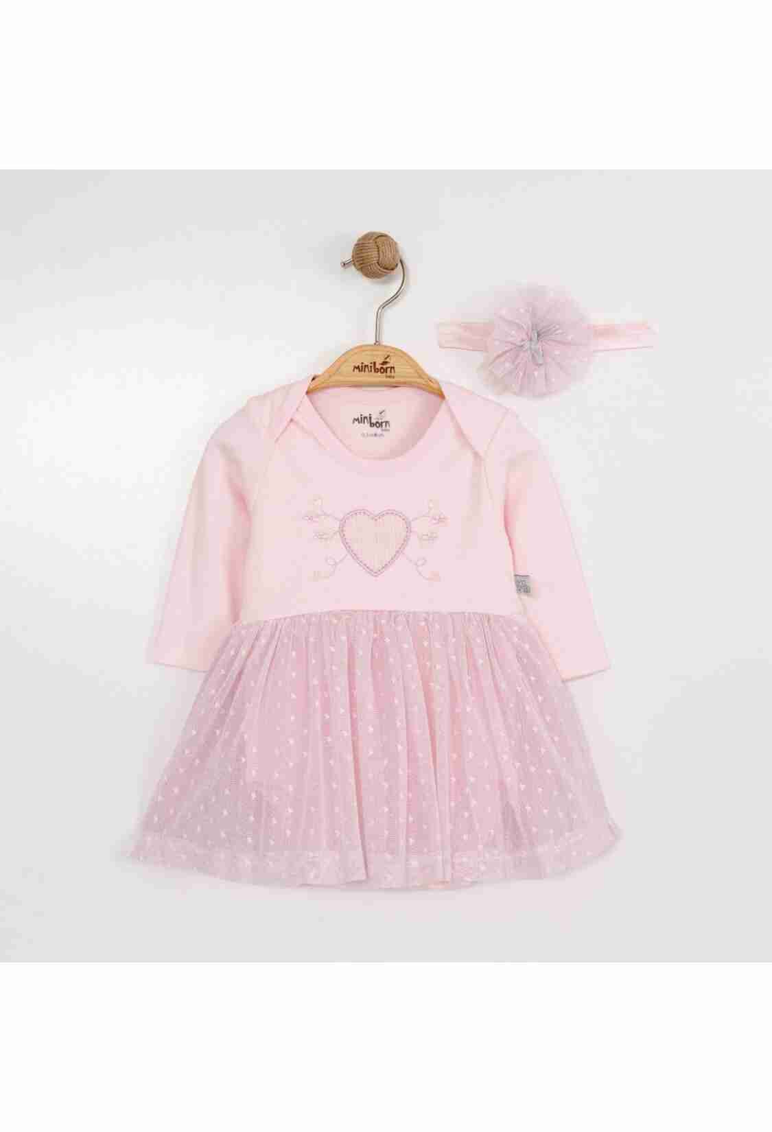 Baby Dress - Toptan Bebek Elbise ve Saç Bandanası Takım 0-12M 2019-3320 - Brand: Miniborn - Kids & Bby Clothes From TheBS Kids Turkey