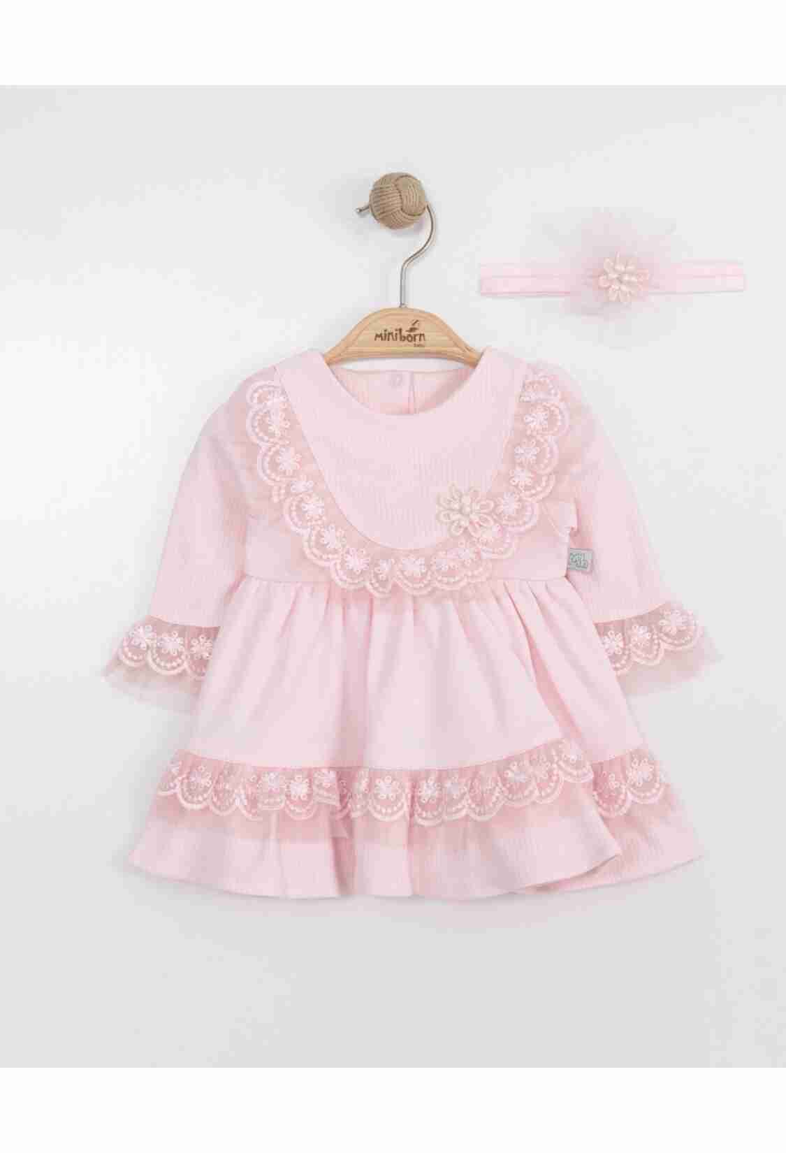 Baby Dress - Toptan Bebek Elbise ve Saç Bandanası Takım 0-12M 2019-3346 - Brand: Miniborn - Kids & Bby Clothes From TheBS Kids Turkey