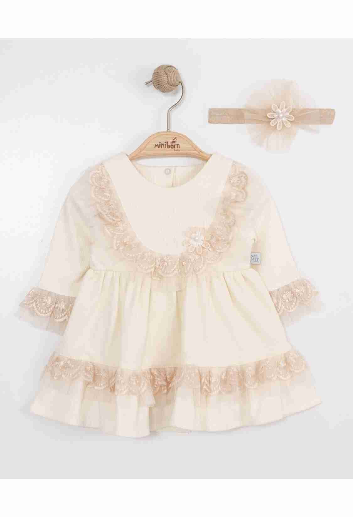 Baby Dress - Toptan Bebek Elbise ve Saç Bandanası Takım 0-12M 2019-3346 - Brand: Miniborn - Kids & Bby Clothes From TheBS Kids Turkey
