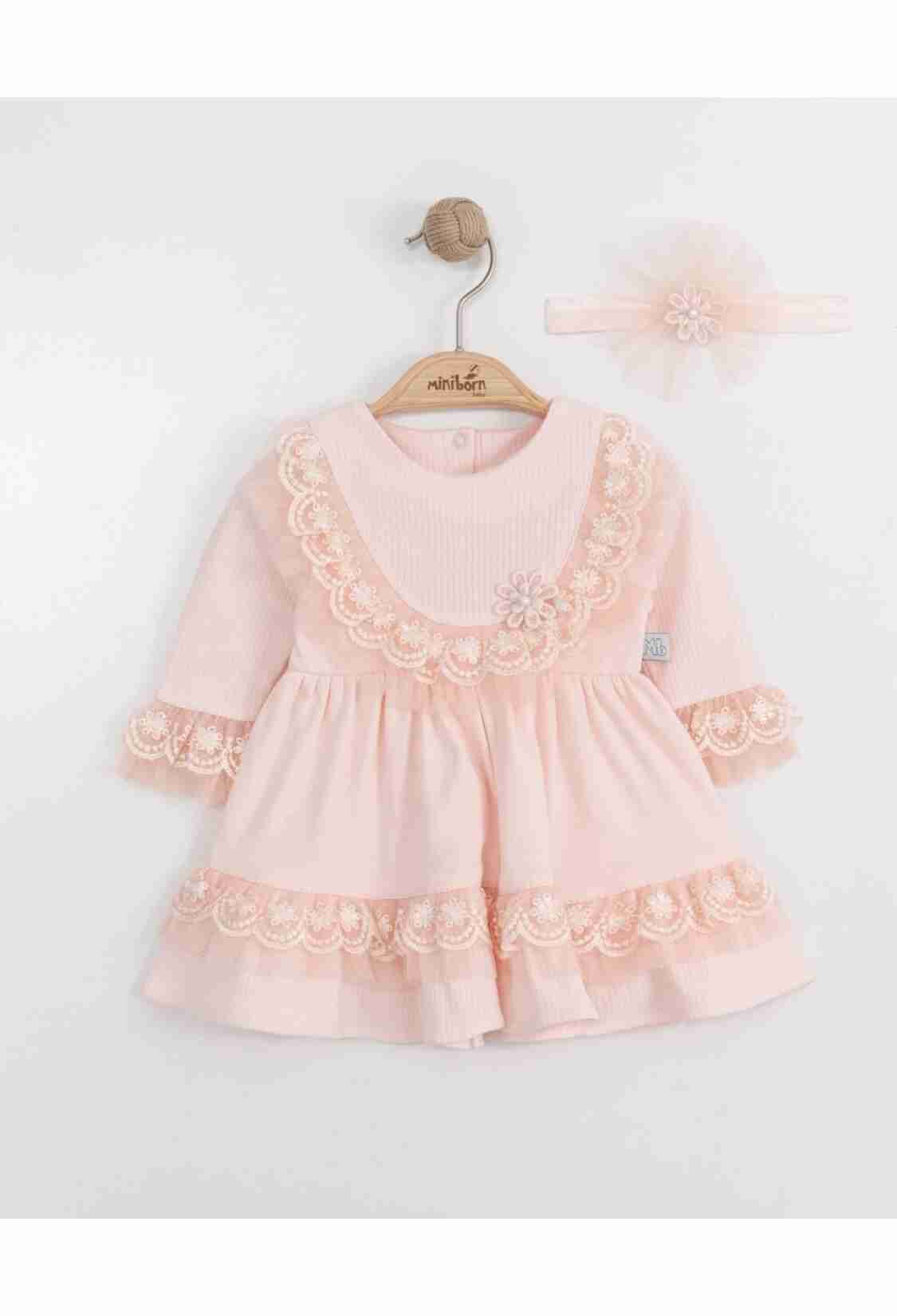 Baby Dress - Toptan Bebek Elbise ve Saç Bandanası Takım 0-12M 2019-3346 - Brand: Miniborn - Kids & Bby Clothes From TheBS Kids Turkey