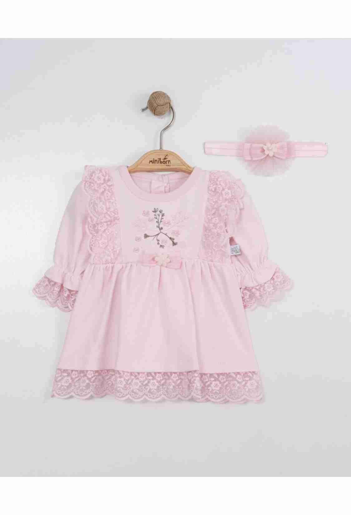 Baby Dress - Toptan Bebek Elbise ve Saç Bandanası Takım 0-12M 2019-3379 - Brand: Miniborn - Kids & Bby Clothes From TheBS Kids Turkey