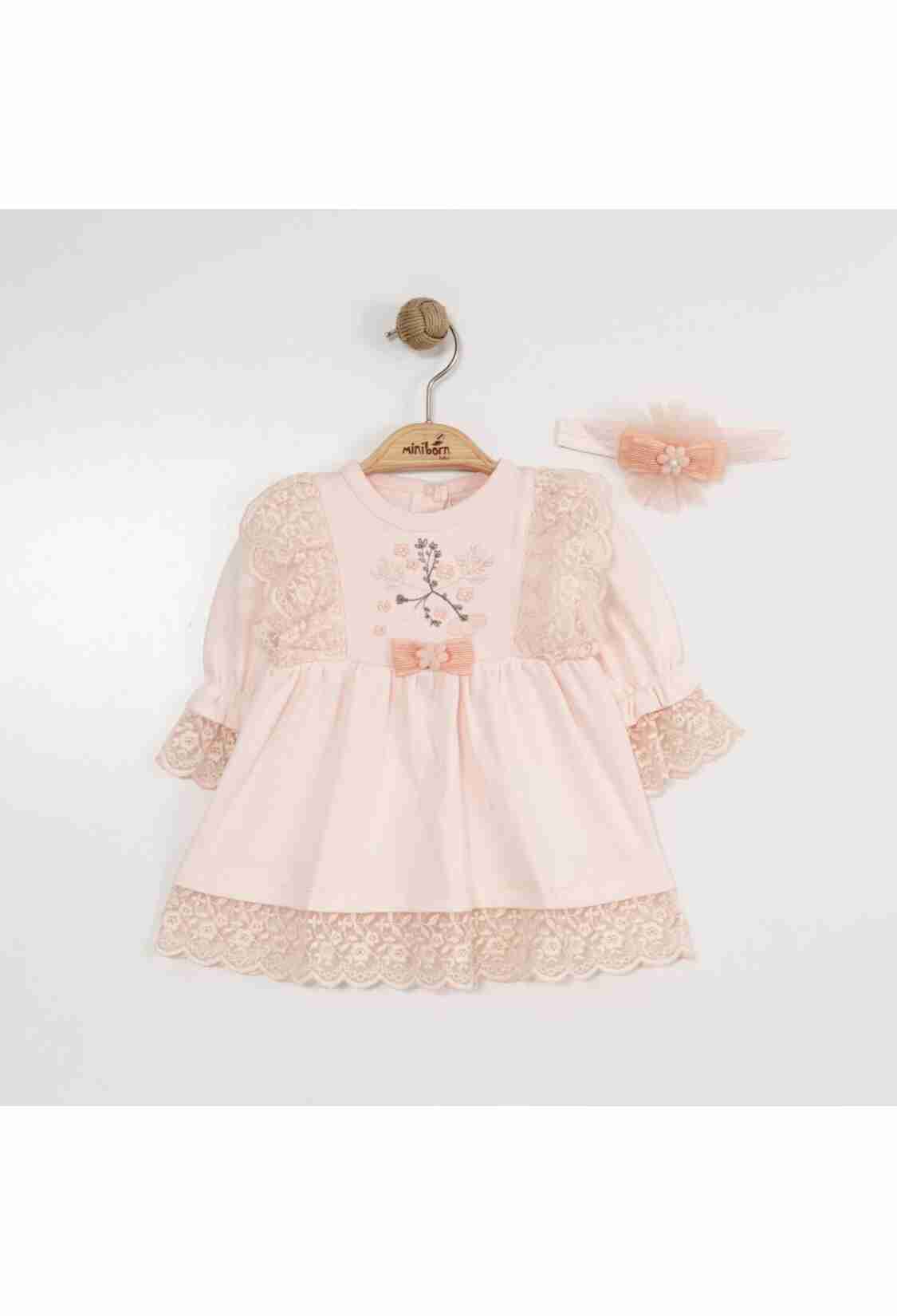 Baby Dress - Toptan Bebek Elbise ve Saç Bandanası Takım 0-12M 2019-3379 - Brand: Miniborn - Kids & Bby Clothes From TheBS Kids Turkey