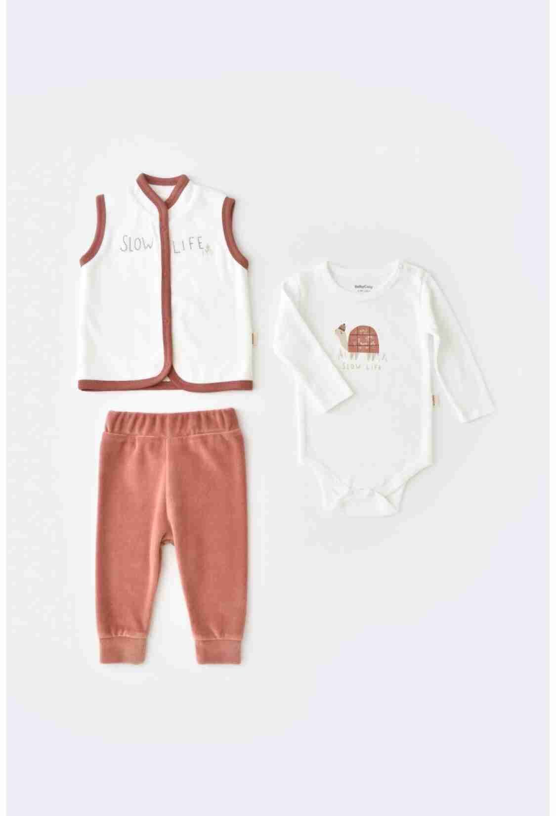 Baby Sets - Toptan Bebek Kadife 3'lü Yelek Takım Baby Cosy 2022-CSYK6026 - Brand: BabyCosy - Kids & Bby Clothes From TheBS Kids Turkey