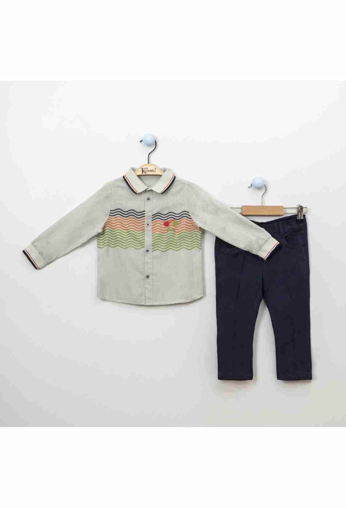 Boys' Sets - Toptan Dalga Çizgili Gömlek ve Pantolon Takım 2-5Y 1075-3871 - Brand: Kumru Bebe - Kids & Bby Clothes From TheBS Kids Turkey