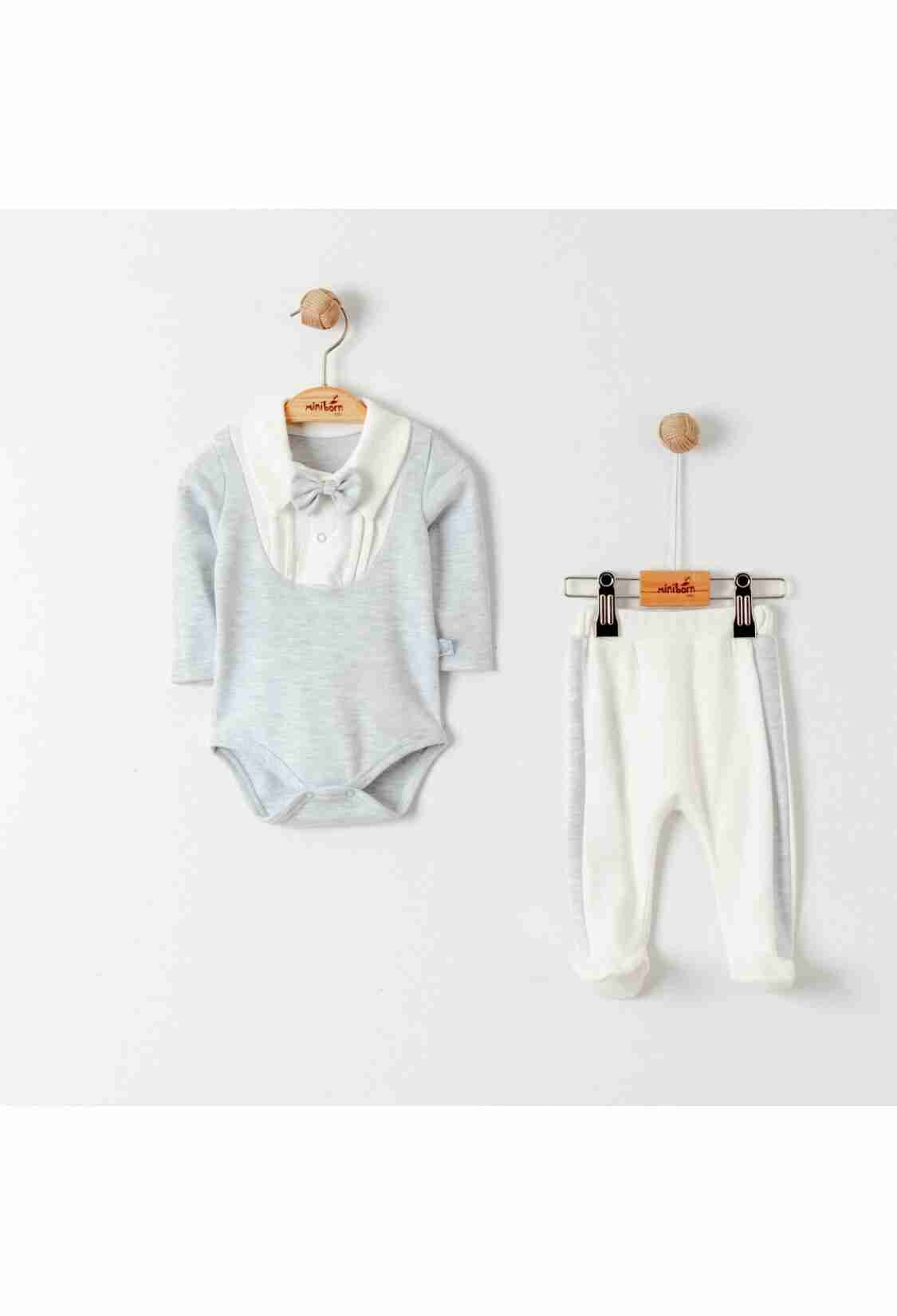 Baby Sets - Toptan Erkek Bebek 2'li Badi ve Pantolon Takımı 0-6M 2019-9070 - Brand: Miniborn - Kids & Bby Clothes From TheBS Kids Turkey