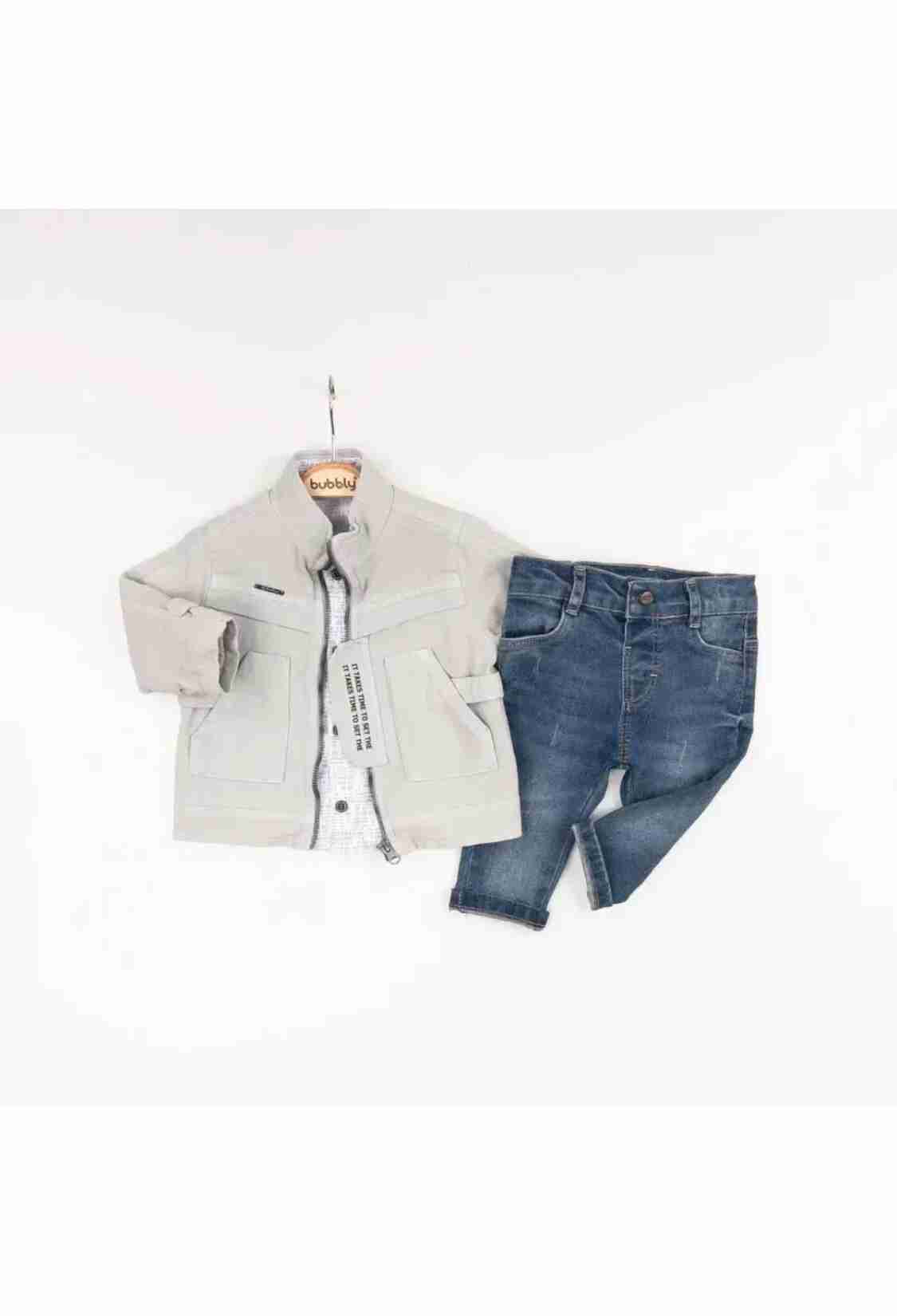 Baby Sets - Toptan Erkek Bebek 3'lü Ceket, Gömlek ve Kot Pantolon Takımı 6-24M 2035-378 - Brand: Bubbly - Kids & Bby Clothes From TheBS Kids Turkey