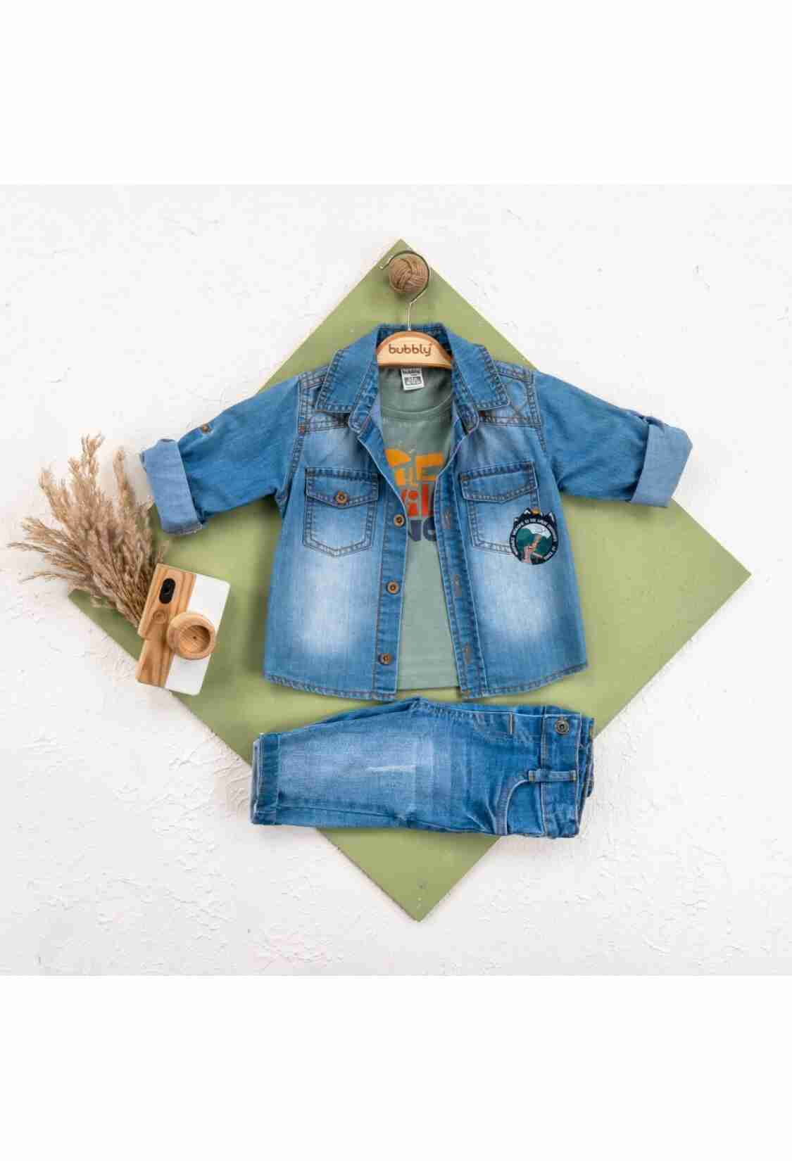 Baby Sets - Toptan Erkek Bebek 3'lü Ceket, Pantolon ve Tişört Takım 6-24M 2035-454 - Brand: Bubbly - Kids & Bby Clothes From TheBS Kids Turkey