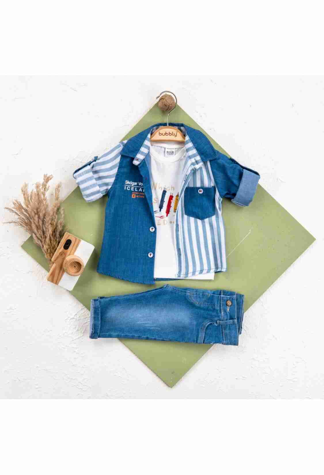 Baby Sets - Toptan Erkek Bebek 3'lü Ceket, Pantolon ve Tişört Takımı 6-24M 2035-453 - Brand: Bubbly - Kids & Bby Clothes From TheBS Kids Turkey