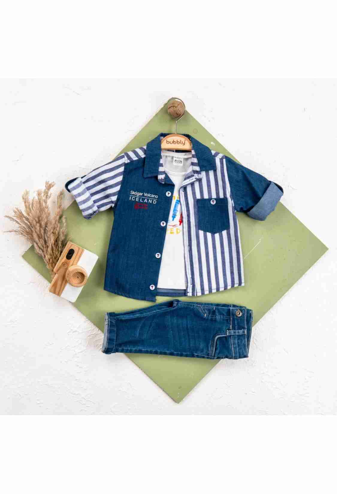 Baby Sets - Toptan Erkek Bebek 3'lü Ceket, Pantolon ve Tişört Takımı 6-24M 2035-453 - Brand: Bubbly - Kids & Bby Clothes From TheBS Kids Turkey