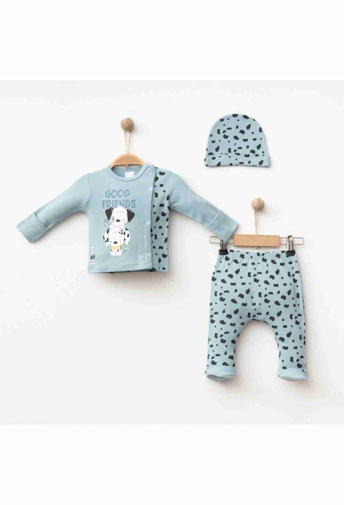 Newborn - Toptan Erkek Bebek 3'lü Yenidoğan Takımı 0-3M 2043-005005 - Brand: Gümüş Baby - Kids & Bby Clothes From TheBS Kids Turkey