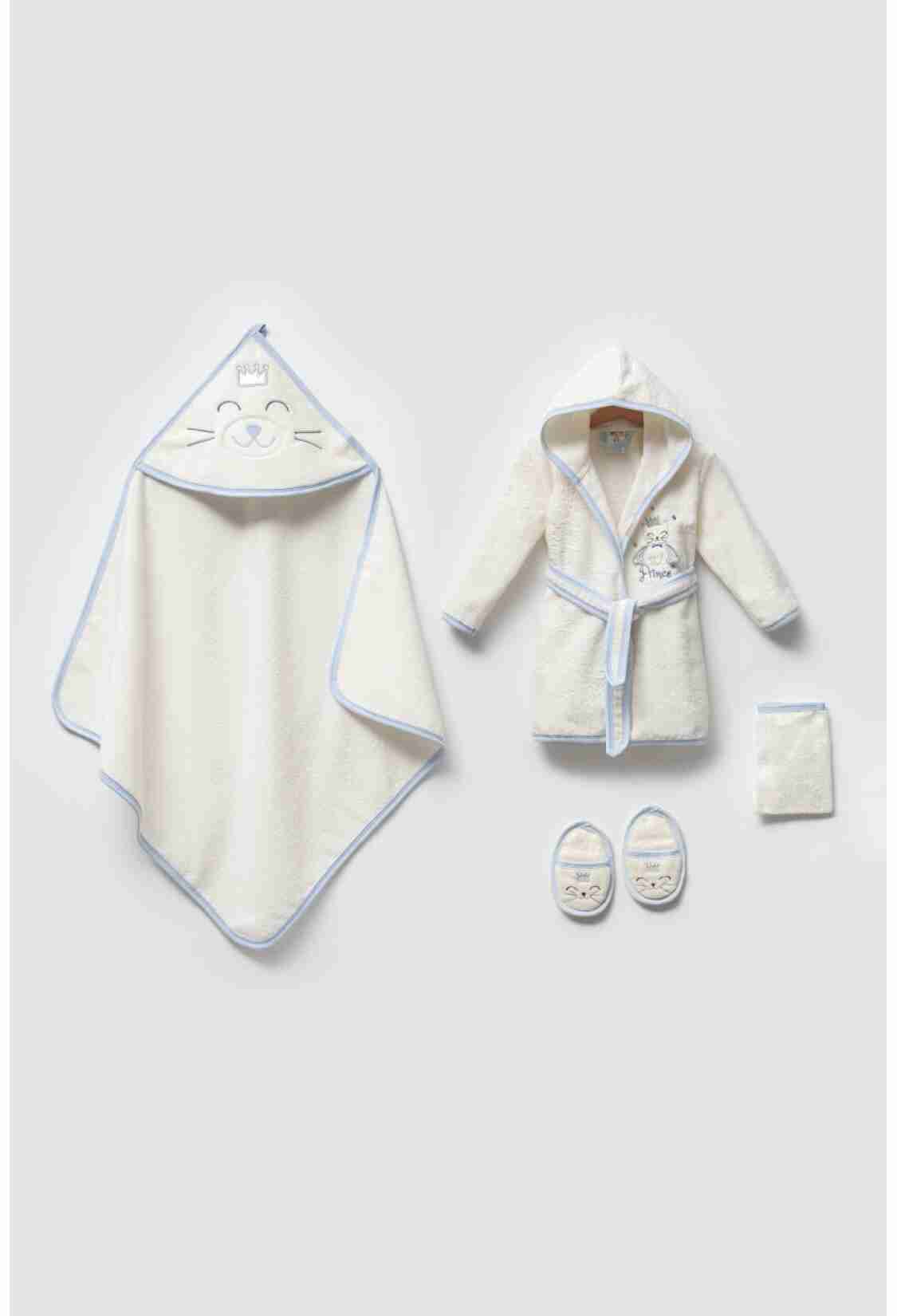 Towel and Bathrobe - Toptan Erkek Bebek 4'lü Banyo Seti 0-36M 1072-703E - Brand: Ramel Kids - Kids & Bby Clothes From TheBS Kids Turkey