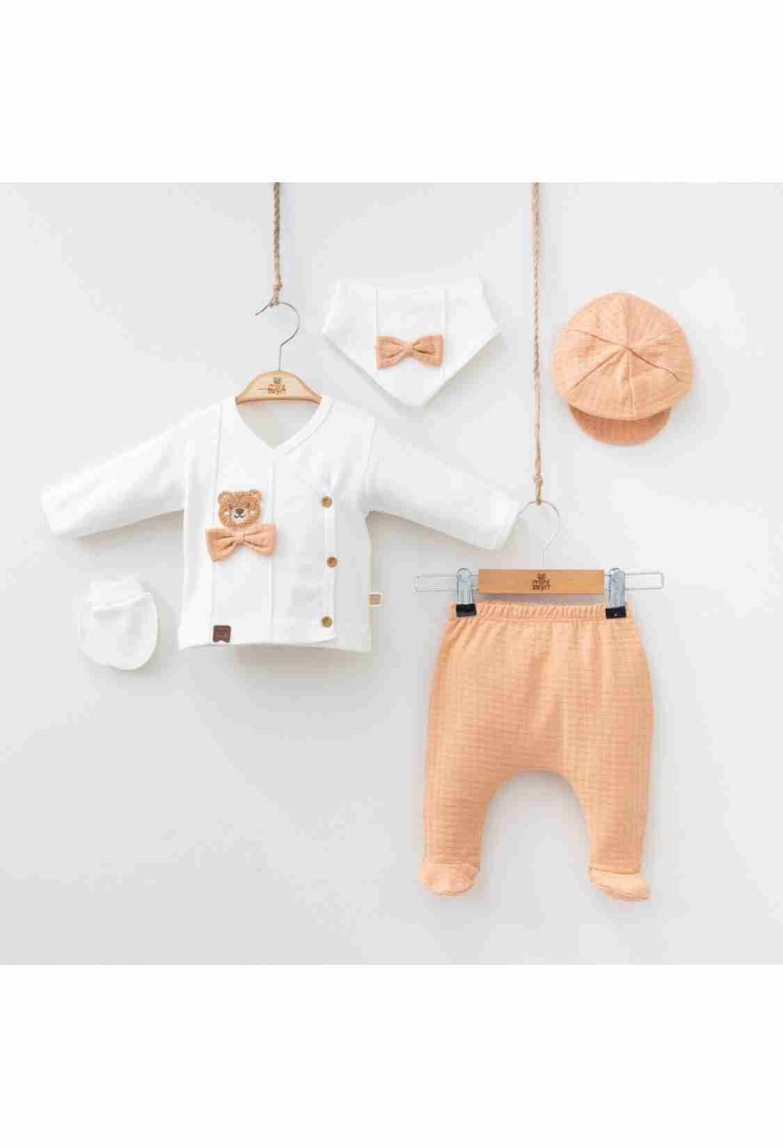 Newborn - Toptan Erkek Bebek 5'li Body Pantolon Şapka Önlük ve Eldiven 0-3M 2014-7053 - Brand: Minizeyn - Kids & Bby Clothes From TheBS Kids Turkey