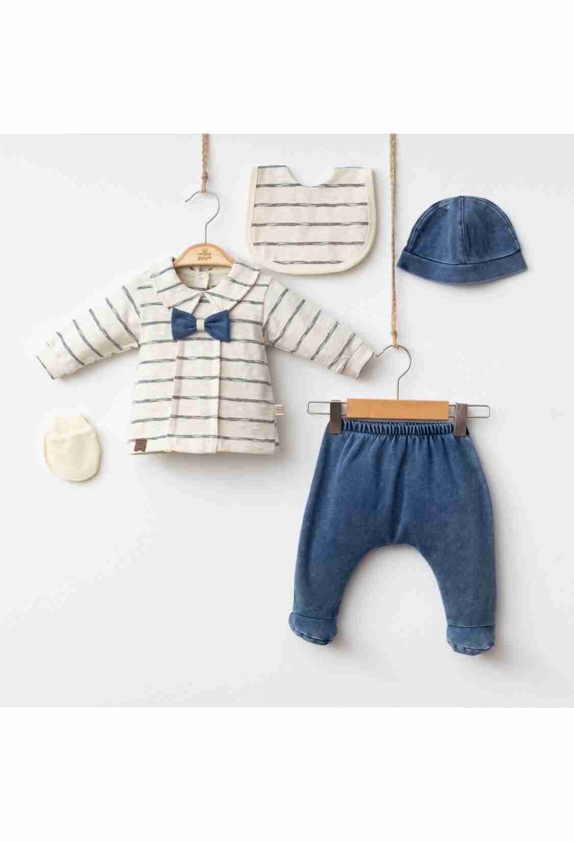 Baby Sets - Toptan Erkek Bebek 5'li Takım Body Pantolon Önlük ve Eldiven 0-3M 2014-7066 - Brand: Minizeyn - Kids & Bby Clothes From TheBS Kids Turkey