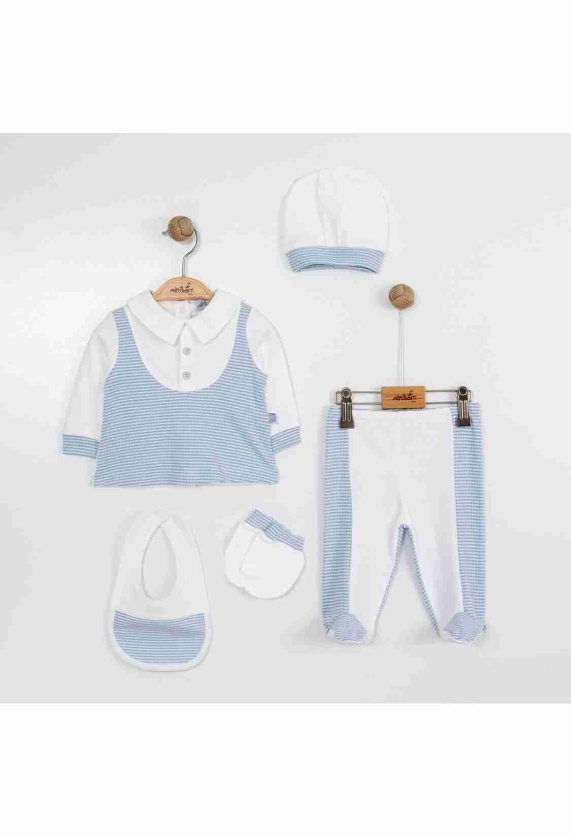 Newborn - Toptan Erkek Bebek 5'li Yenidoğan Takım 0-6M 2019-5045 - Brand: Miniborn - Kids & Bby Clothes From TheBS Kids Turkey