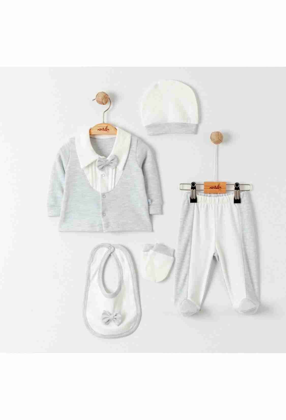 Baby Sets - Toptan Erkek Bebek 5'li Yenidoğan Takım 0-6M 2019-5157 - Brand: Miniborn - Kids & Bby Clothes From TheBS Kids Turkey