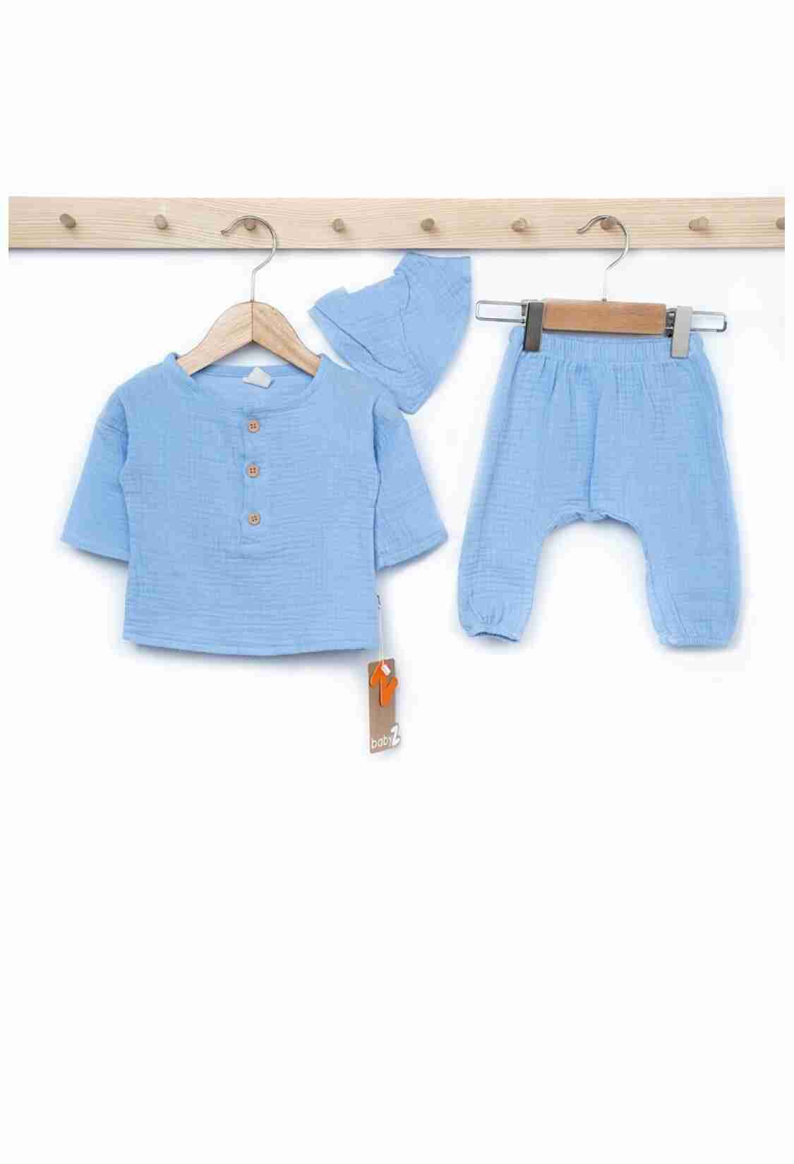 Baby Sets - Toptan Erkek Bebek Fularlı Müslin 2'li Takım 0-3M 1097-4771 - Brand: BabyZ - Kids & Bby Clothes From TheBS Kids Turkey
