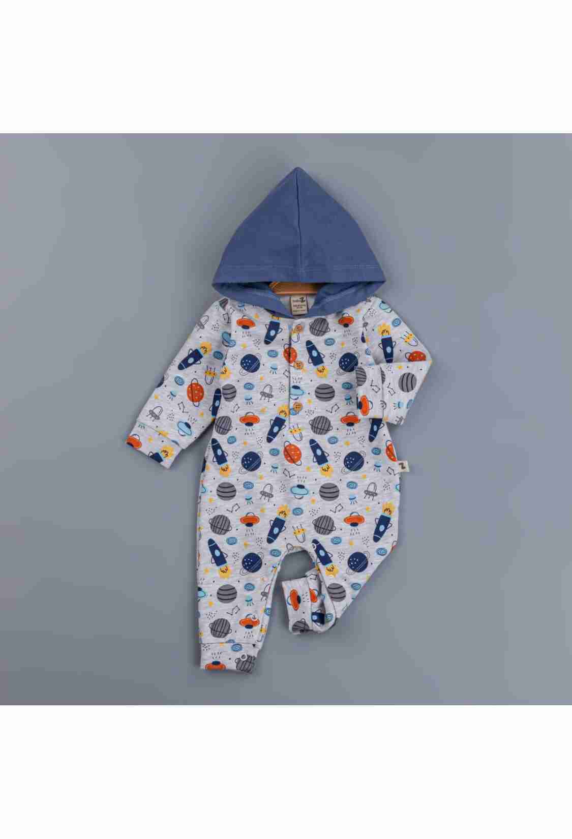 Baby Rompers and Overalls - Toptan Erkek Bebek Kapşonlu Tulum 3-12M 1097-4340 - Brand: BabyZ - Kids & Bby Clothes From TheBS Kids Turkey