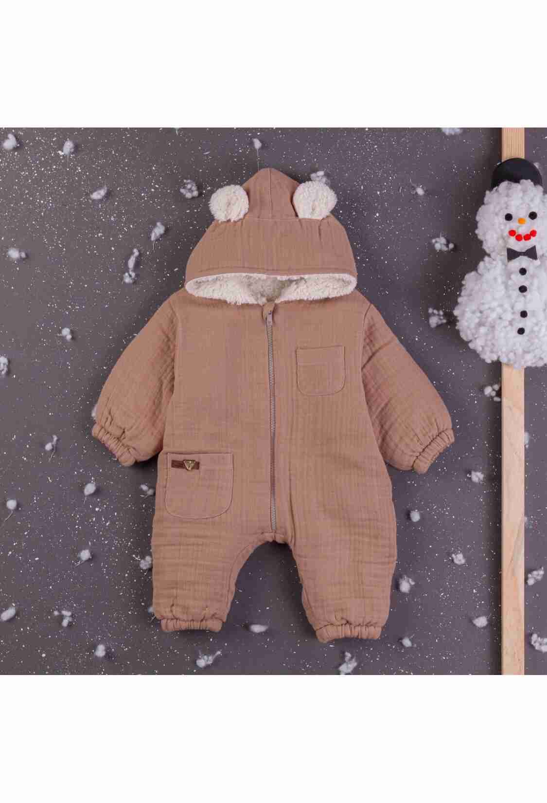 Baby Rompers and Overalls - Toptan Erkek Bebek Muslin Kapüşonlu Tulum 3-12M 1097-4363 - Brand: BabyZ - Kids & Bby Clothes From TheBS Kids Turkey