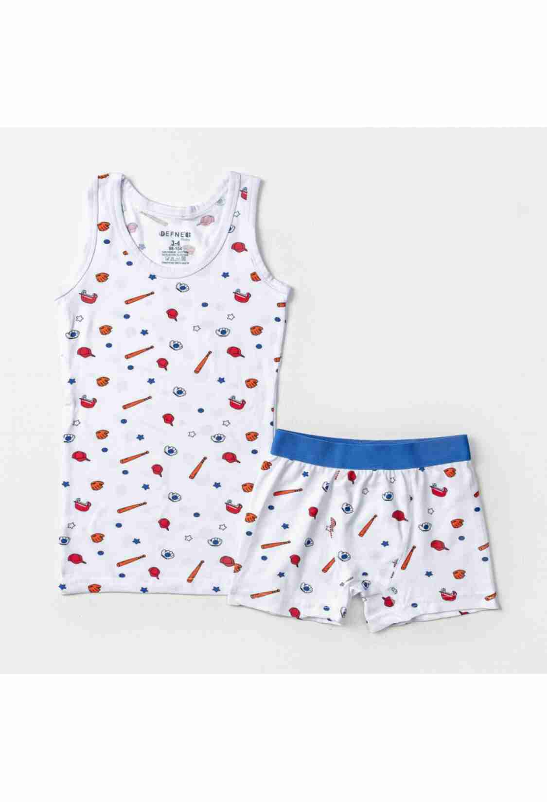 Boys' Underwear & Socks - Toptan Erkek Çocuk 2'li Atlet ve Boxer Set 2-10Y 1064-DFN-TK018-23 - Brand: Defne - Kids & Bby Clothes From TheBS Kids Turkey
