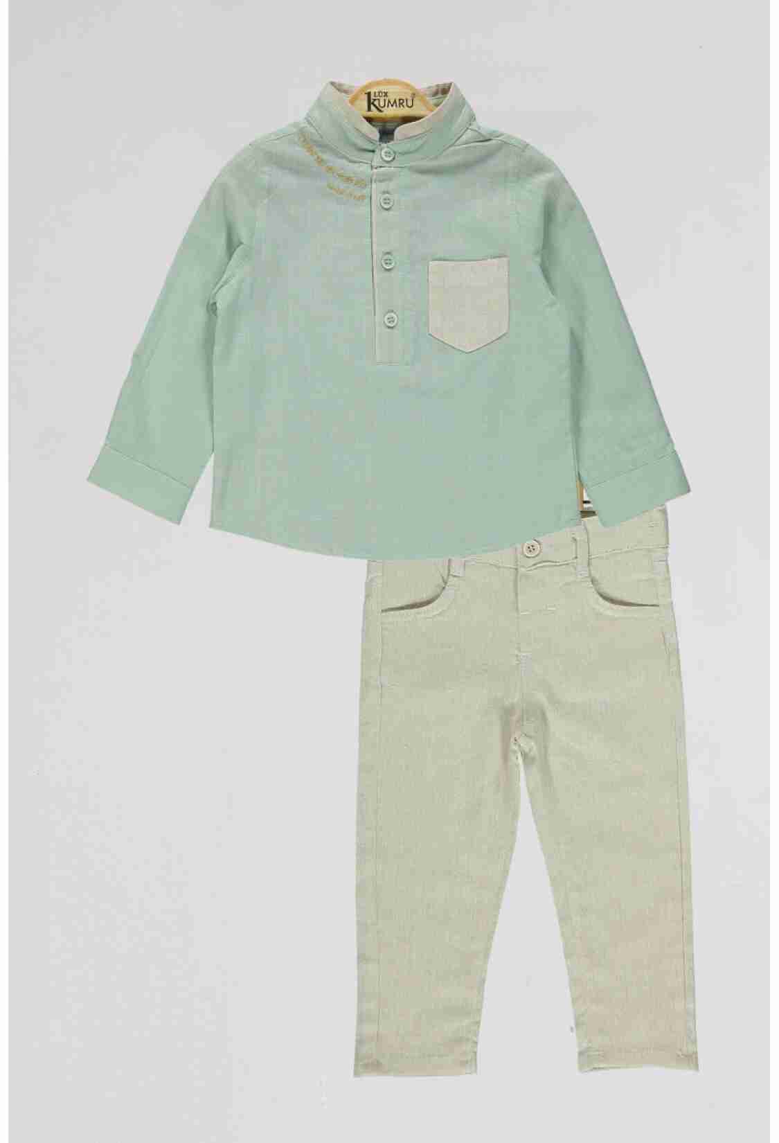 Boy's Shirt - Toptan Erkek Çocuk 2'li Gömlek ve Pantolon Takım 2-5Y 1075-4107 - Brand: Kumru Bebe - Kids & Bby Clothes From TheBS Kids Turkey
