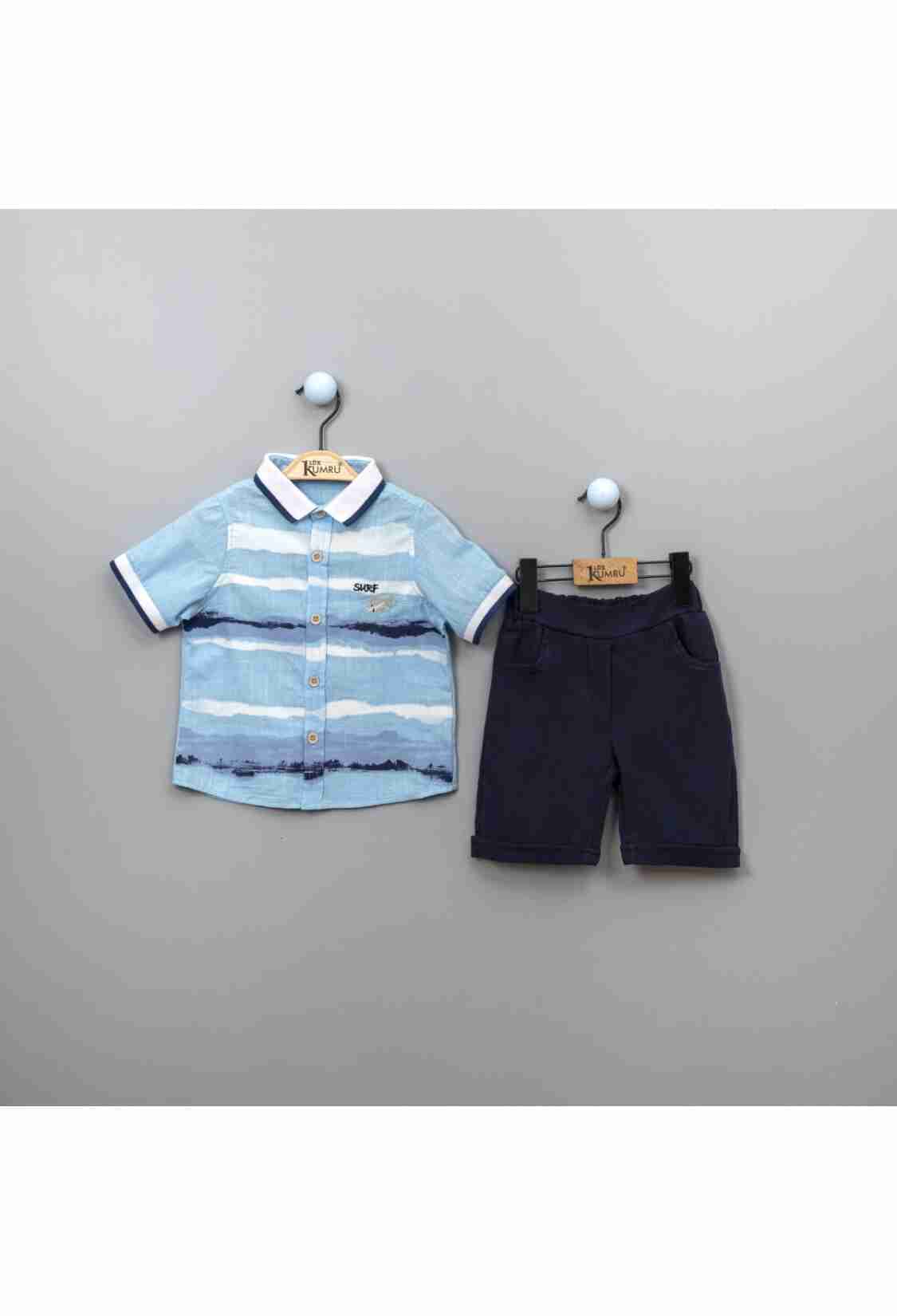 Boy's Shirt - Toptan Erkek Çocuk 2'li Gömlek ve Şort Takım 2-5Y 1075-3853 - Brand: Kumru Bebe - Kids & Bby Clothes From TheBS Kids Turkey
