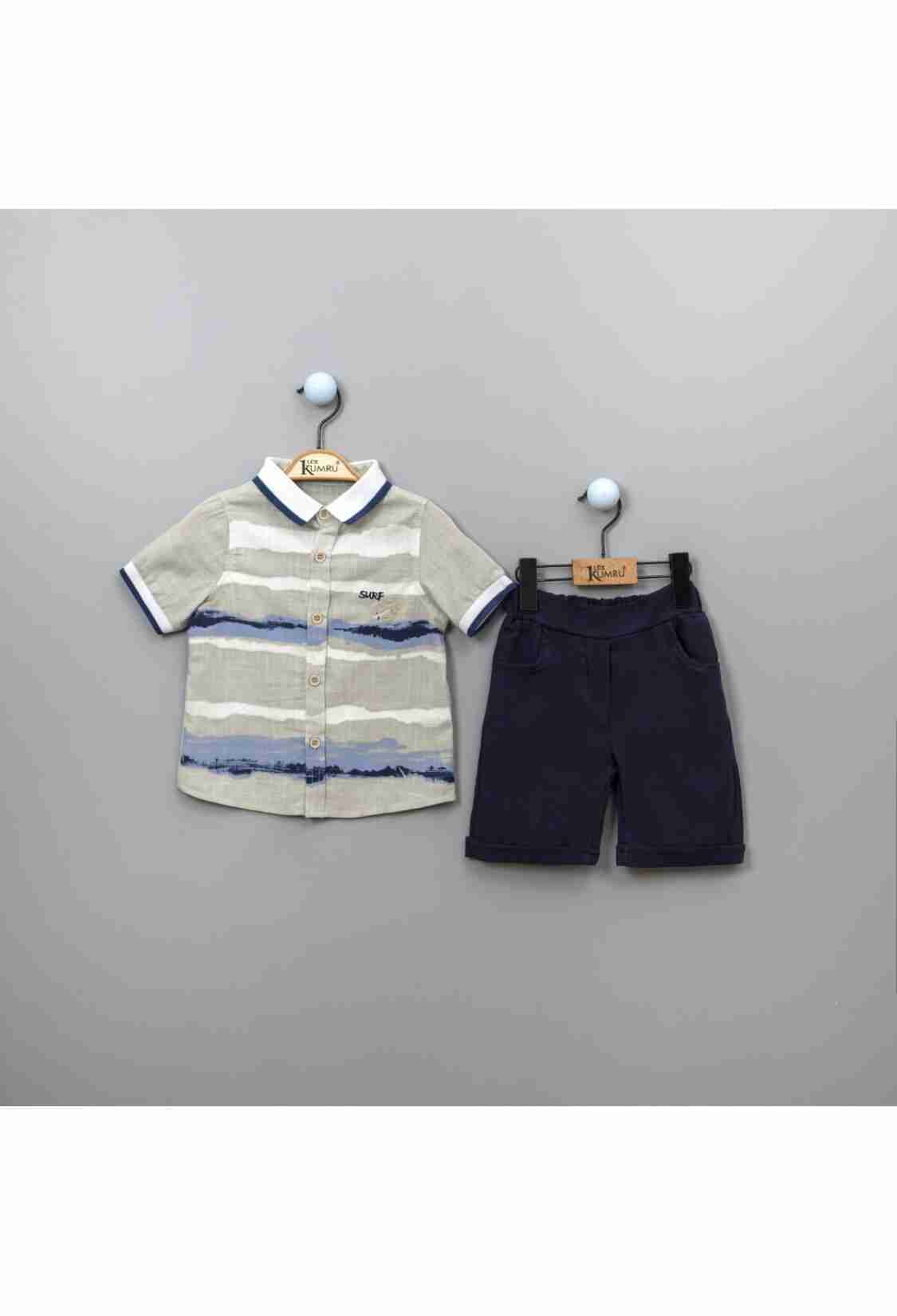Boy's Shirt - Toptan Erkek Çocuk 2'li Gömlek ve Şort Takım 2-5Y 1075-3853 - Brand: Kumru Bebe - Kids & Bby Clothes From TheBS Kids Turkey