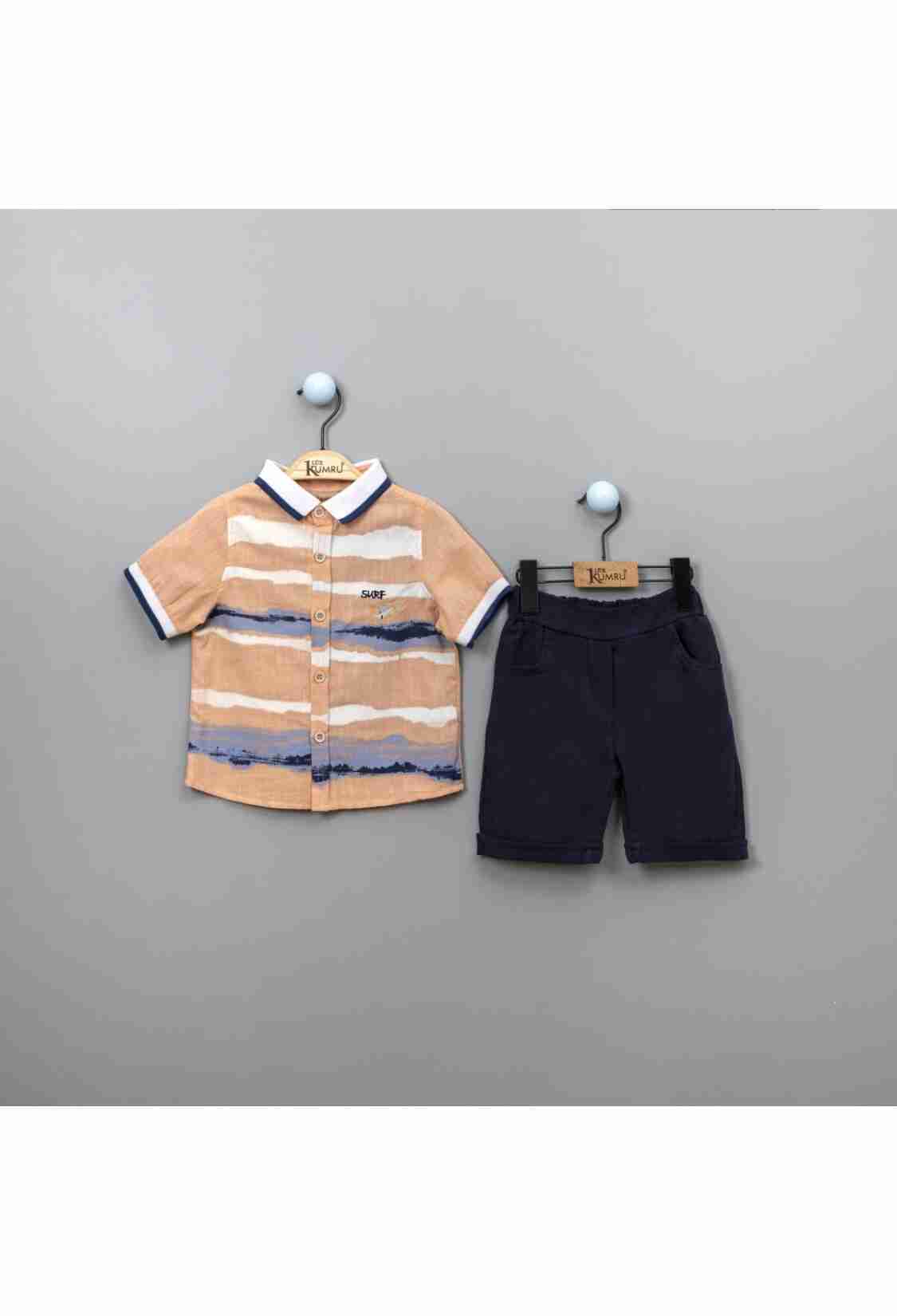 Boy's Shirt - Toptan Erkek Çocuk 2'li Gömlek ve Şort Takım 2-5Y 1075-3853 - Brand: Kumru Bebe - Kids & Bby Clothes From TheBS Kids Turkey
