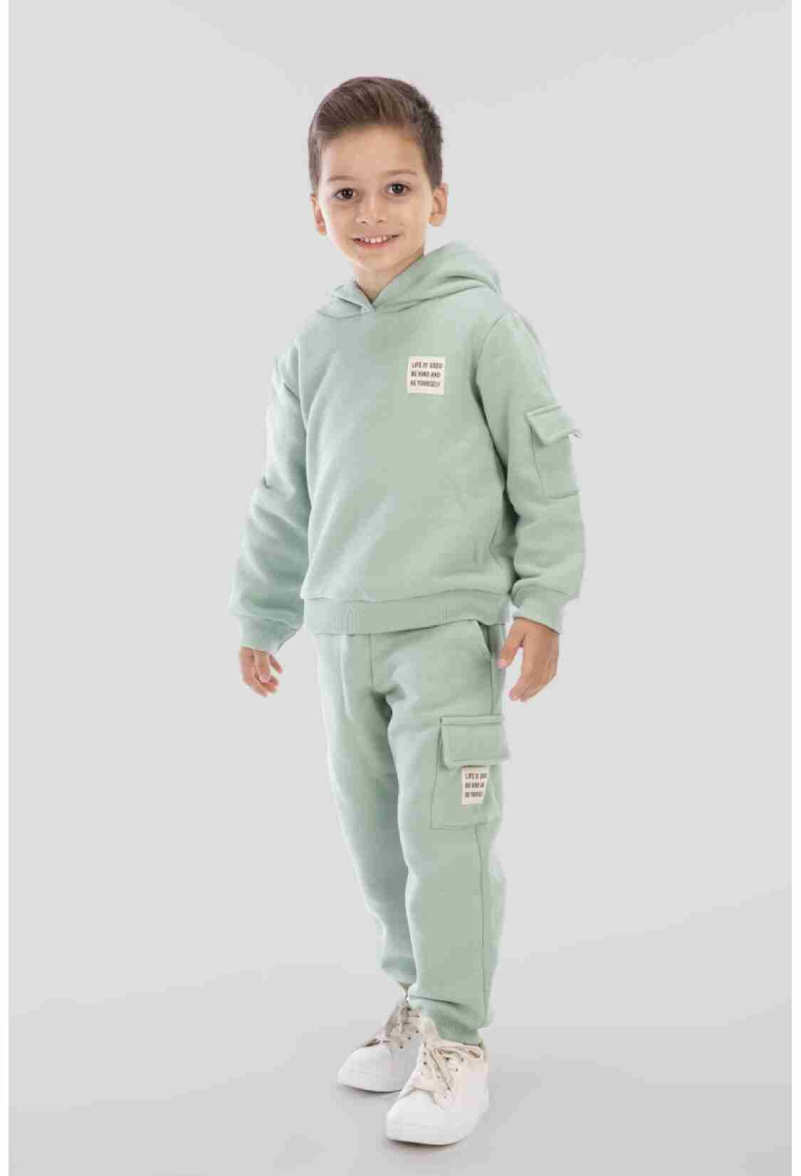 Boys' Sets - Toptan Erkek Çocuk 2'li Kapüşonlu Basic Eşofman Takım 2-5Y 1099-0857 - Brand: Tuffy - Kids & Bby Clothes From TheBS Kids Turkey