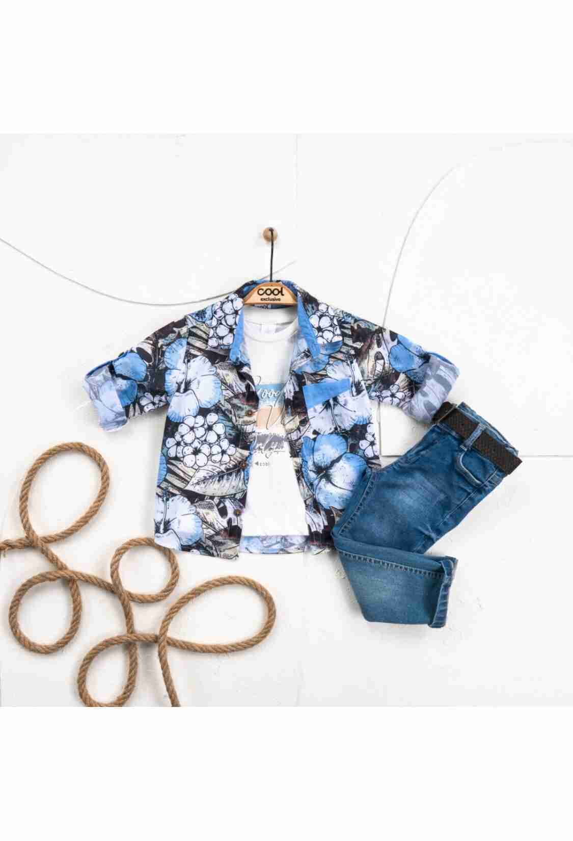 Boys' Sets - Toptan Erkek Çocuk 3' lü Gömlek Pantolon T-shirt Takım 5-8Y 2036-22611 - Brand: Cool Exclusive - Kids & Bby Clothes From TheBS Kids Turkey