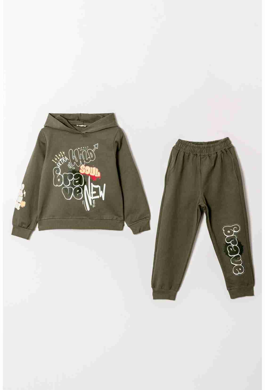 Boys' Sets - Toptan Erkek Çocuk Baskılı Kapüşonlu Sweatshirt ve Pantolon 6-9Y 1099-0902 - Brand: Tuffy - Kids & Bby Clothes From TheBS Kids Turkey