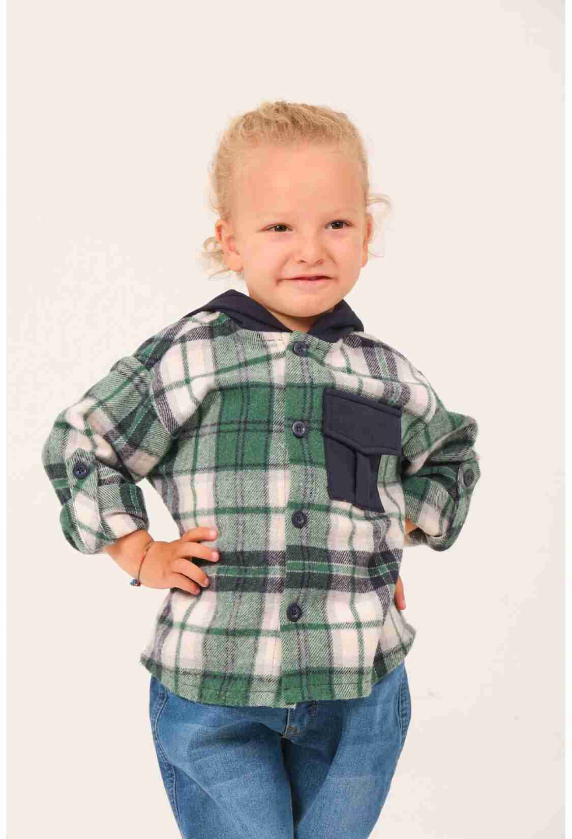 Boy's Shirt - Toptan Erkek Çocuk Kapüşonlu Oduncu Gömlek 1-12Y 1070-252Z3EKS22 - Brand: Zeyland - Kids & Bby Clothes From TheBS Kids Turkey