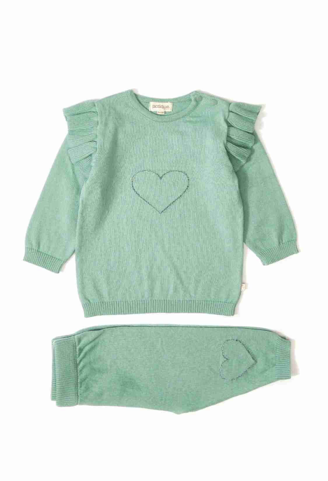 Baby Sets - Toptan Kız Bebek 2'li Kazak ve Pantolon Takımı Organik Pamuk 12-36M 1061 - 121035 - Brand: Uludağ Triko - Kids & Bby Clothes From TheBS Kids Turkey
