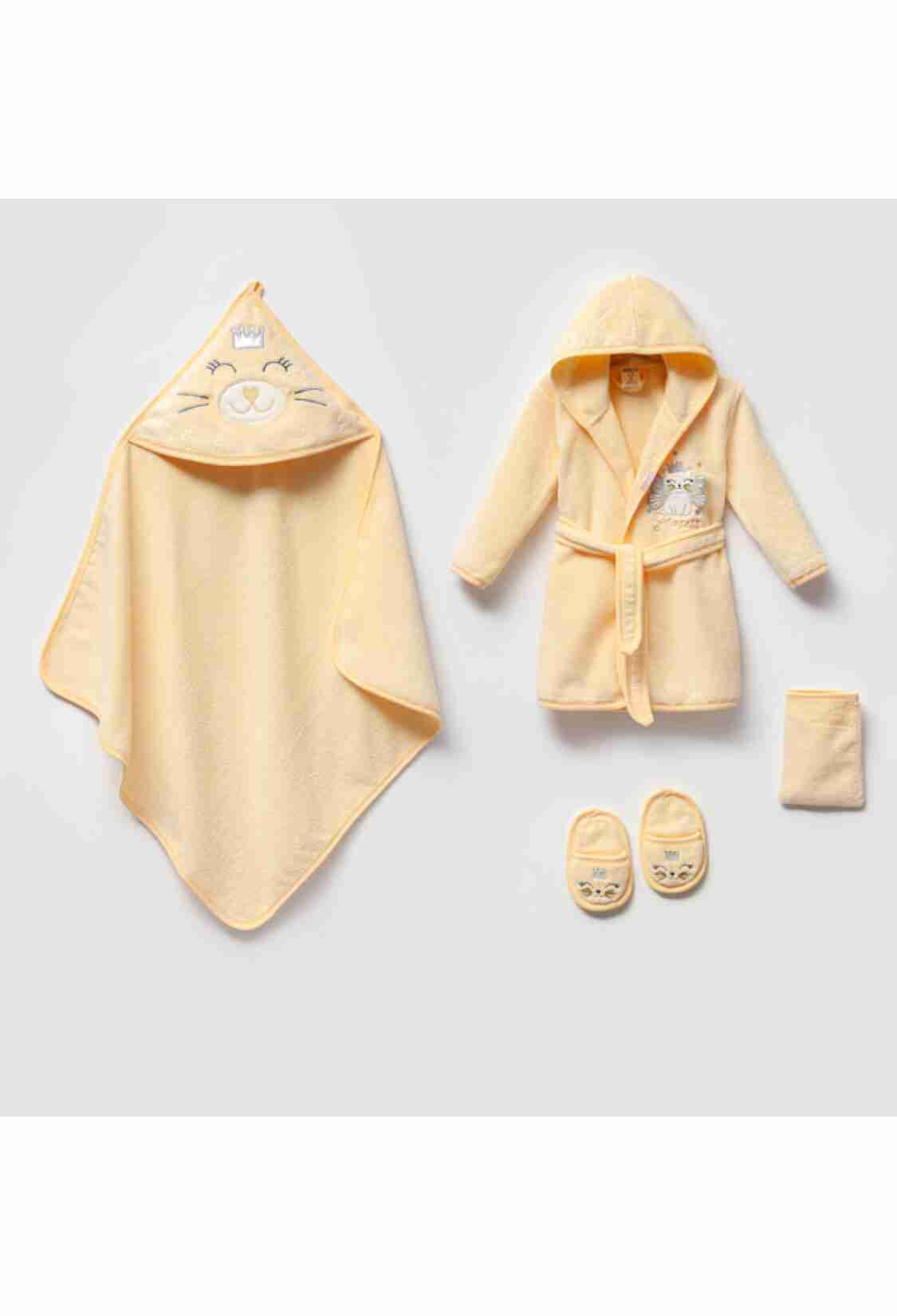 Towel and Bathrobe - Toptan Kız Bebek 4'lü Banyo Seti 0-36M 1072-703K - Brand: Ramel Kids - Kids & Bby Clothes From TheBS Kids Turkey