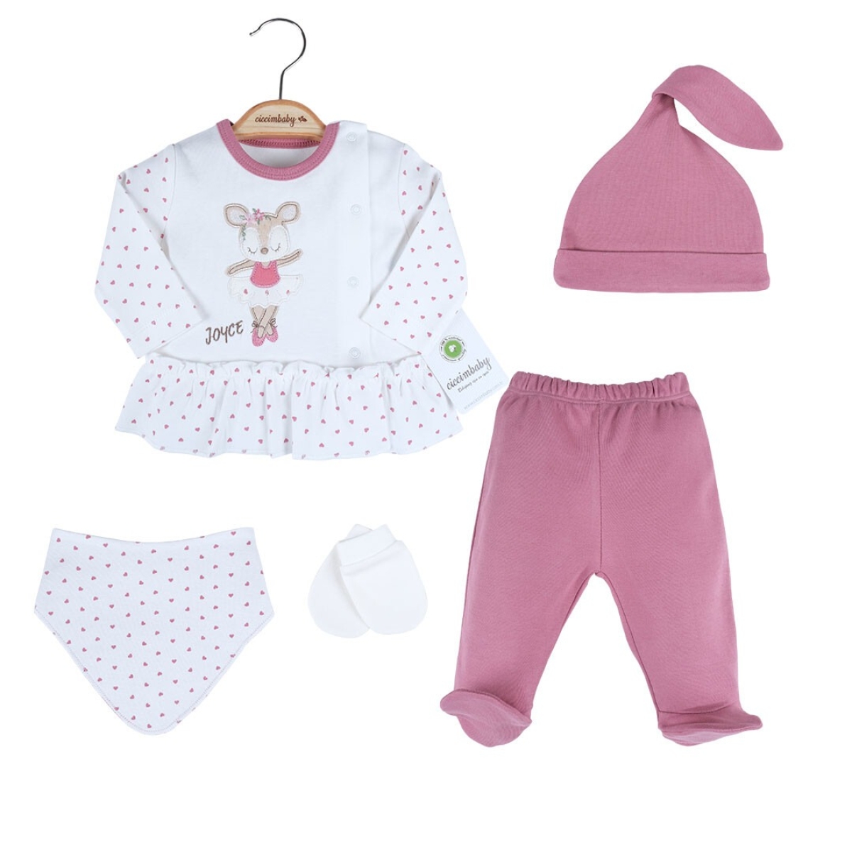 Baby Sets - Toptan Kız Bebek 5'Li Yeni Doğan Takım 0-3M 1043-4843 - Brand: Ciccimbaby - Kids & Bby Clothes From TheBS Kids Turkey