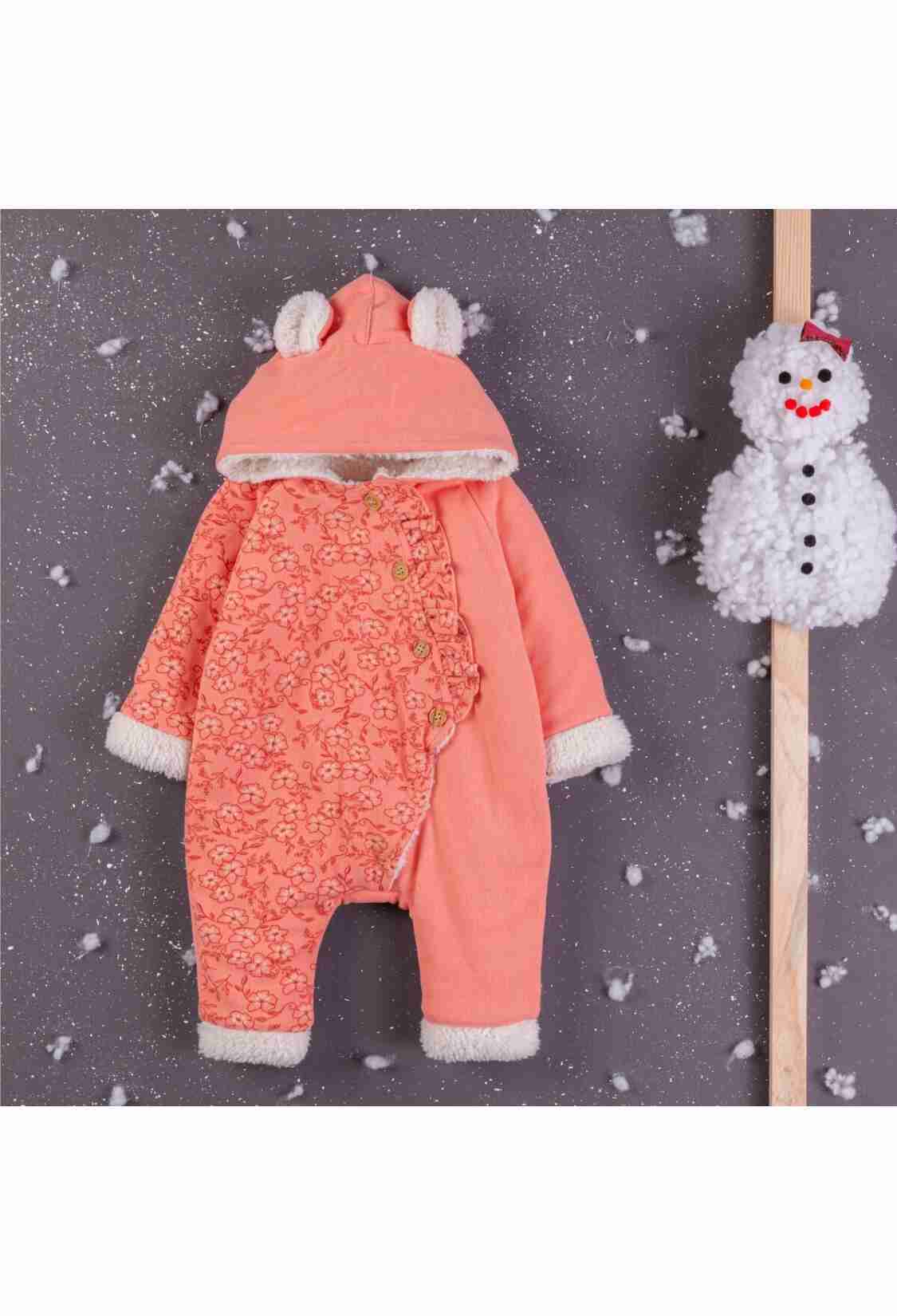 Baby Rompers and Overalls - Toptan Kız Bebek Welsoft Kapüşonlu Tulum 3-12M 1097-5412 - Brand: BabyZ - Kids & Bby Clothes From TheBS Kids Turkey