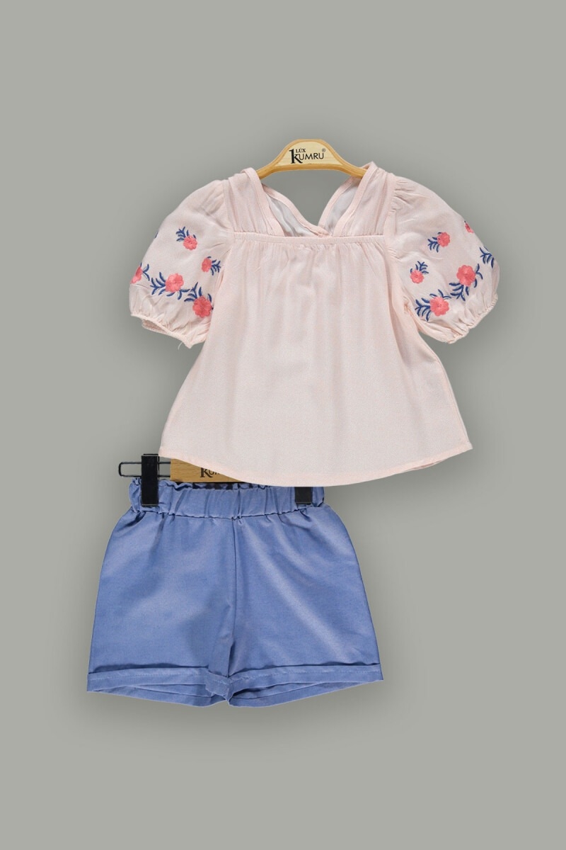 Girls' Tops - Toptan Kız Çocuk 2'li Bluz ve Şort Takım 2-5Y 1075-3655 - Brand: Kumru Bebe - Kids & Bby Clothes From TheBS Kids Turkey