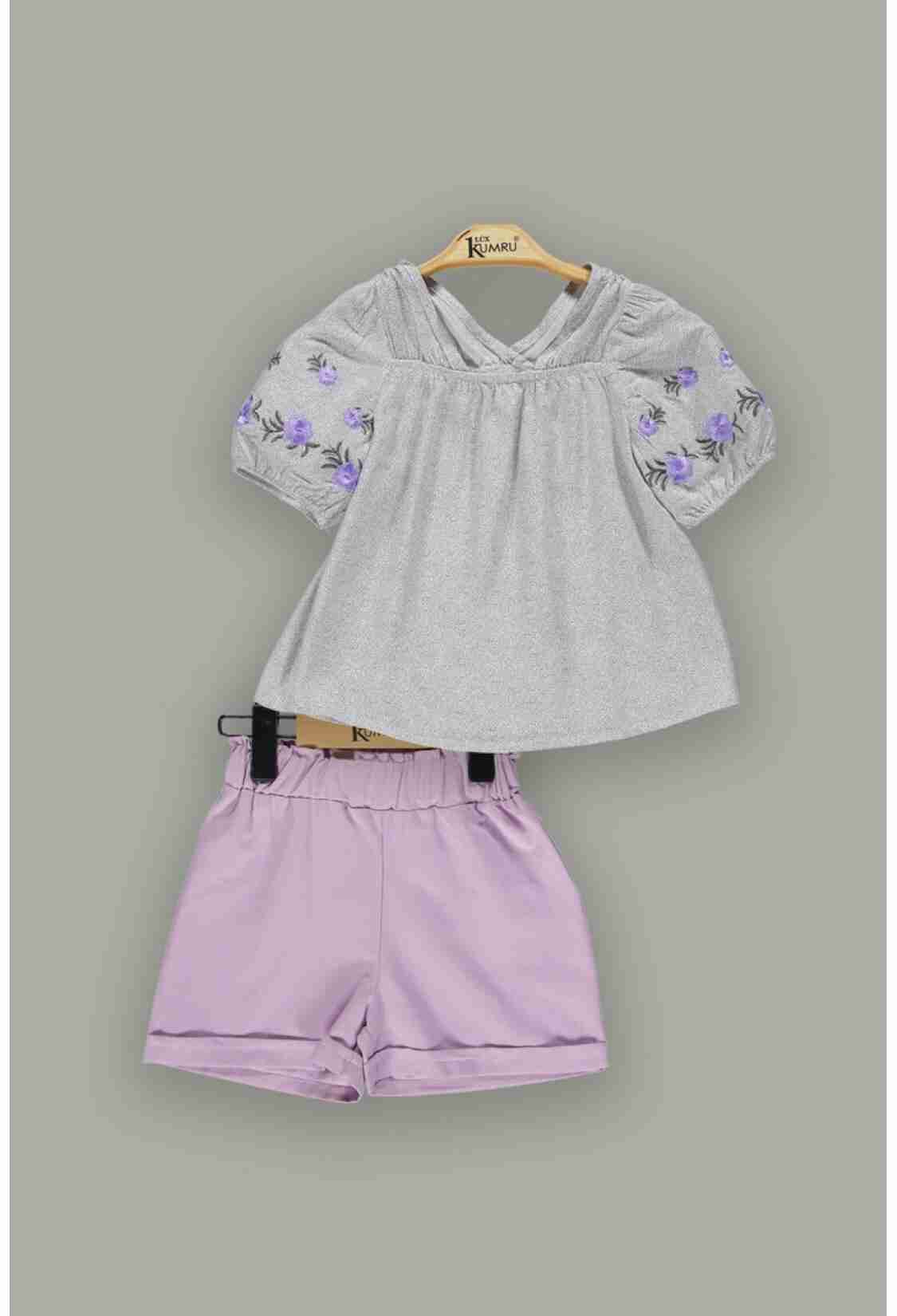 Girls' Tops - Toptan Kız Çocuk 2'li Bluz ve Şort Takım 2-5Y 1075-3655 - Brand: Kumru Bebe - Kids & Bby Clothes From TheBS Kids Turkey