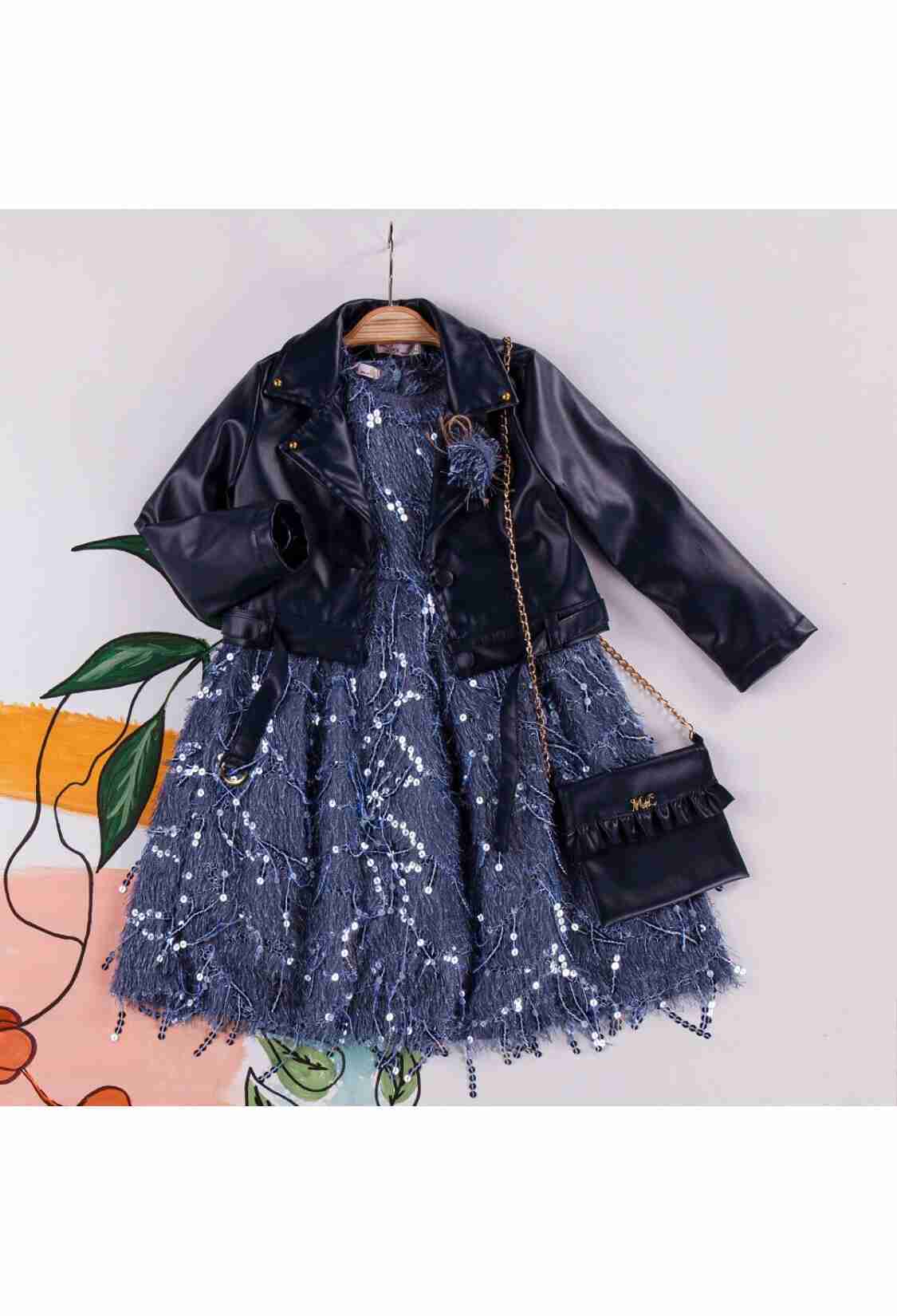 Girl's Dress - Toptan Kız Çocuk 2'li Çantalı Ceket ve Elbise Takım 2-6Y 1055-5221 - Brand: Miss Lore - Kids & Bby Clothes From TheBS Kids Turkey