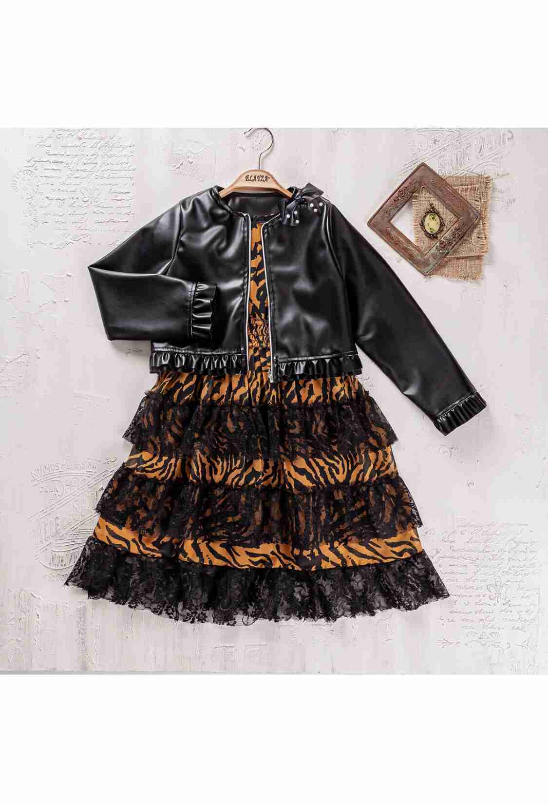 Girl's Dress - Toptan Kız Çocuk 2'li Ceket ve Elbise 9-12Y 2023-2340 - Brand: Elayza - Kids & Bby Clothes From TheBS Kids Turkey