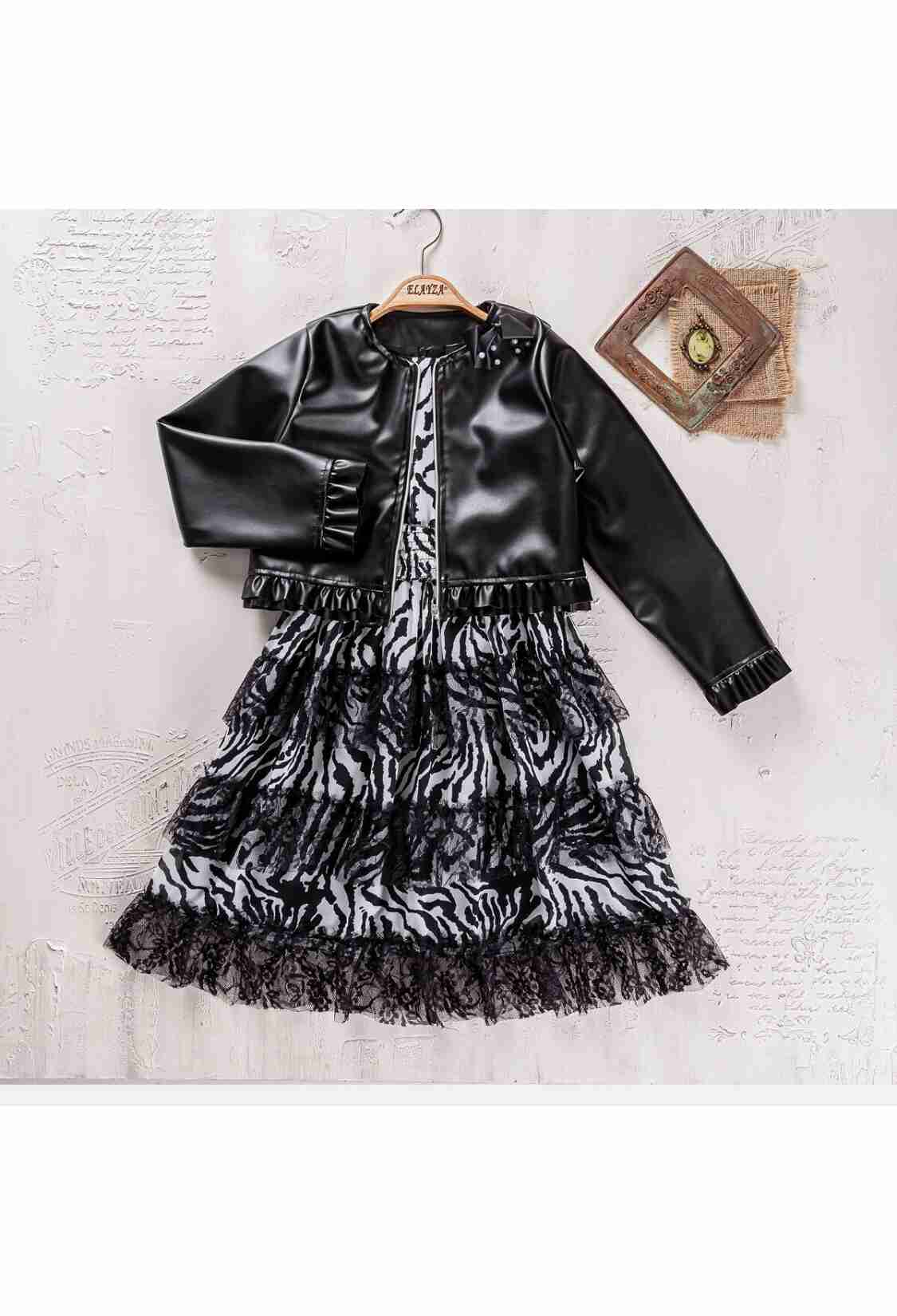 Girl's Dress - Toptan Kız Çocuk 2'li Ceket ve Elbise 9-12Y 2023-2340 - Brand: Elayza - Kids & Bby Clothes From TheBS Kids Turkey