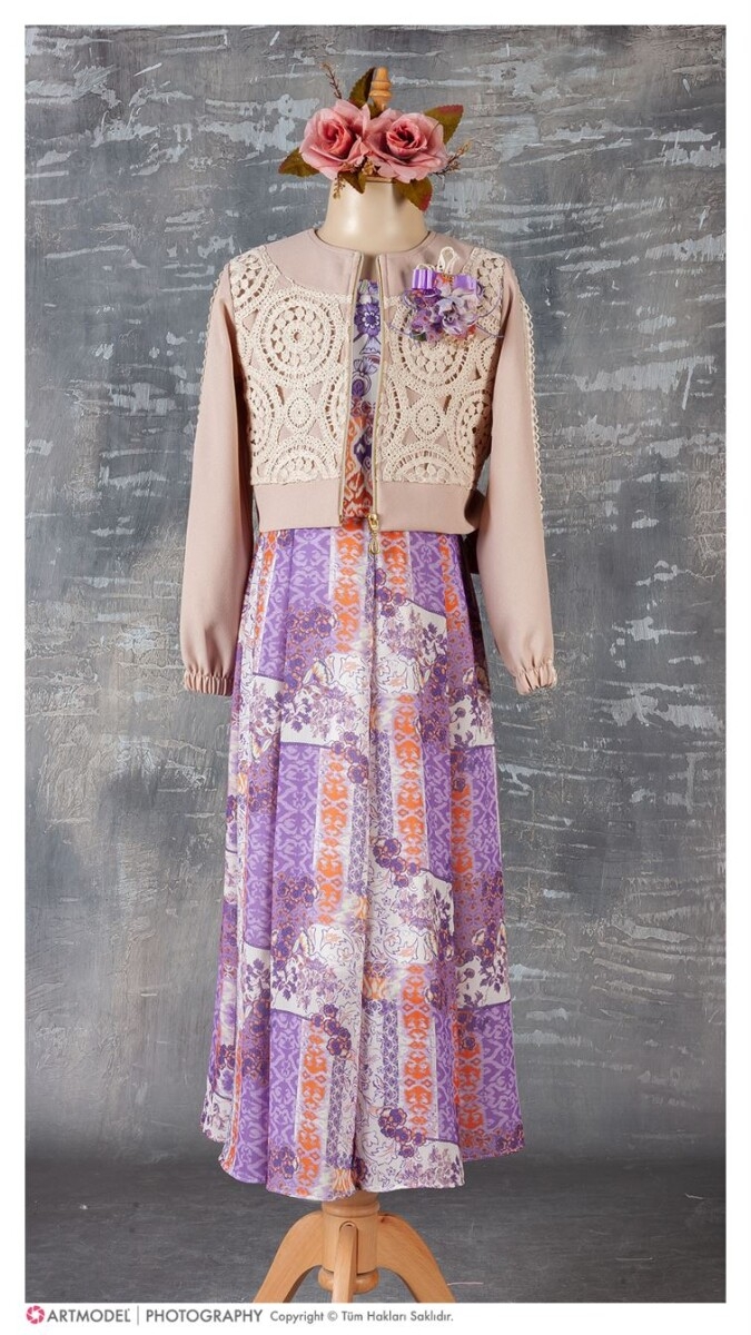 Girl’s Dress – Toptan Kız Çocuk 2’li Elbise ve Bolero Takım 9-12Y 1042-2381 – Brand: Tivido – Kids & Bby Clothes From TheBS Kids Turkey