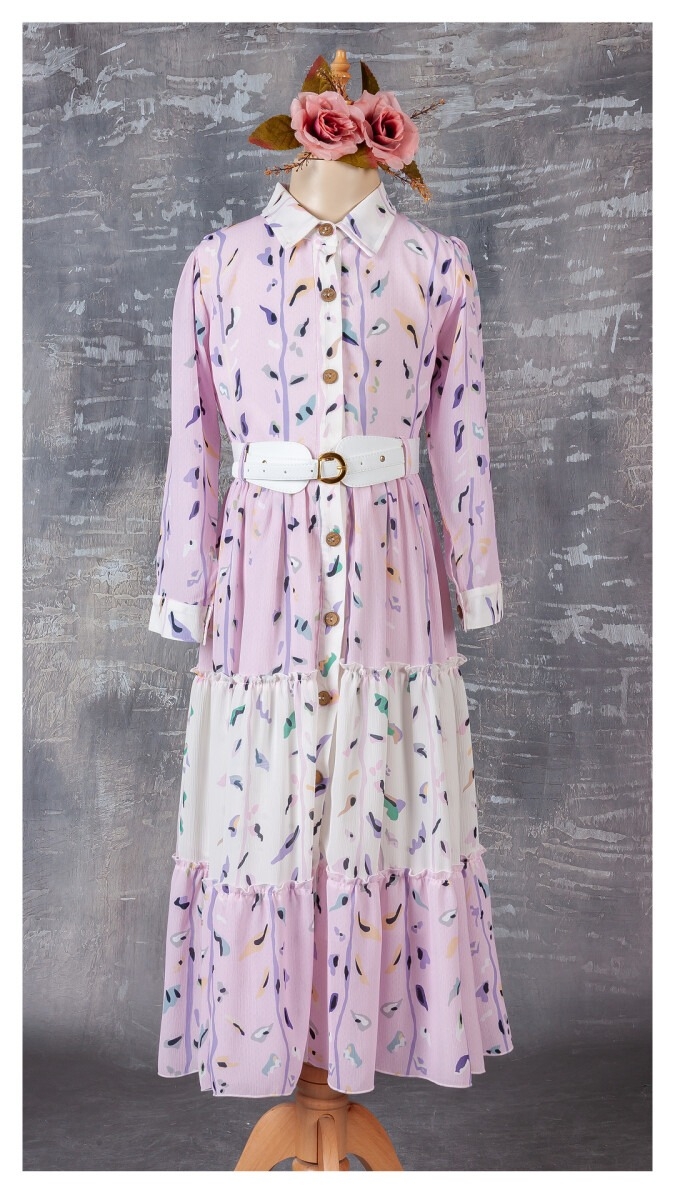 Girl's Dress - Toptan Kız Çocuk 2'li Elbise ve Kemer Takım 9-12Y 1042-2412 - Brand: Tivido - Kids & Bby Clothes From TheBS Kids Turkey