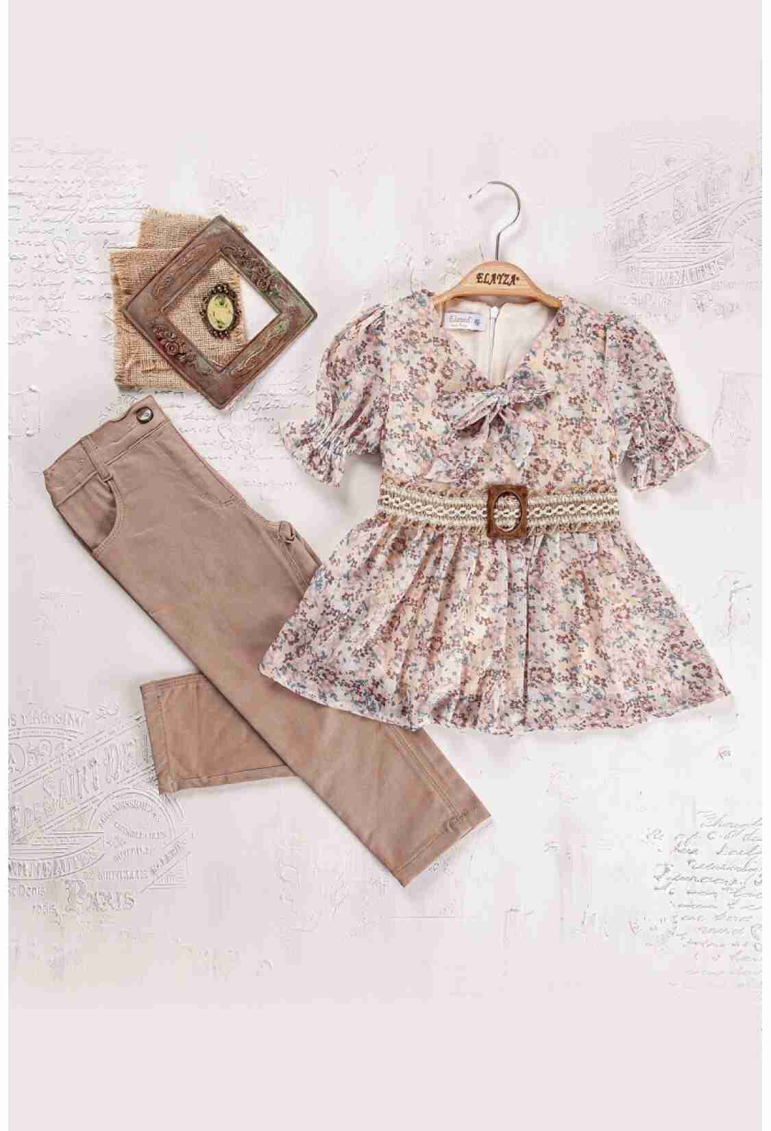 Girls' Suits - Toptan Kız Çocuk 2'li Elbise ve Pantolon Takımı 9-12Y 2023-2231 - Brand: Elayza - Kids & Bby Clothes From TheBS Kids Turkey