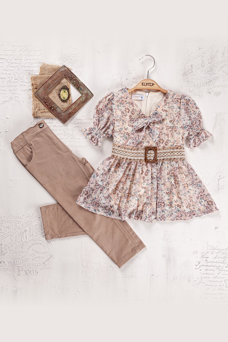 Girls' Suits - Toptan Kız Çocuk 2'li Elbise ve Pantolon Takımı 9-12Y 2023-2231 - Brand: Elayza - Kids & Bby Clothes From TheBS Kids Turkey