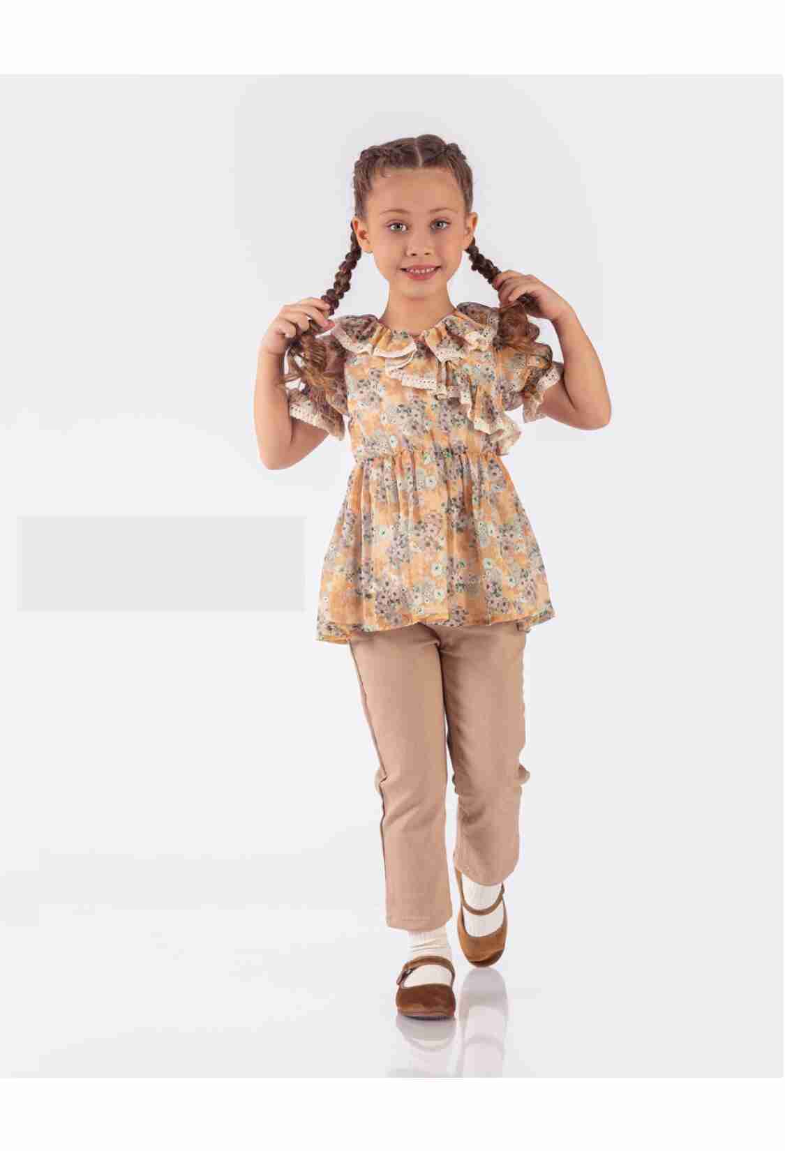 Girls' Suits - Toptan Kız Çocuk 2'li Elbise ve Pantolon Takımı 9-12Y 2023-2245 - Brand: Elayza - Kids & Bby Clothes From TheBS Kids Turkey
