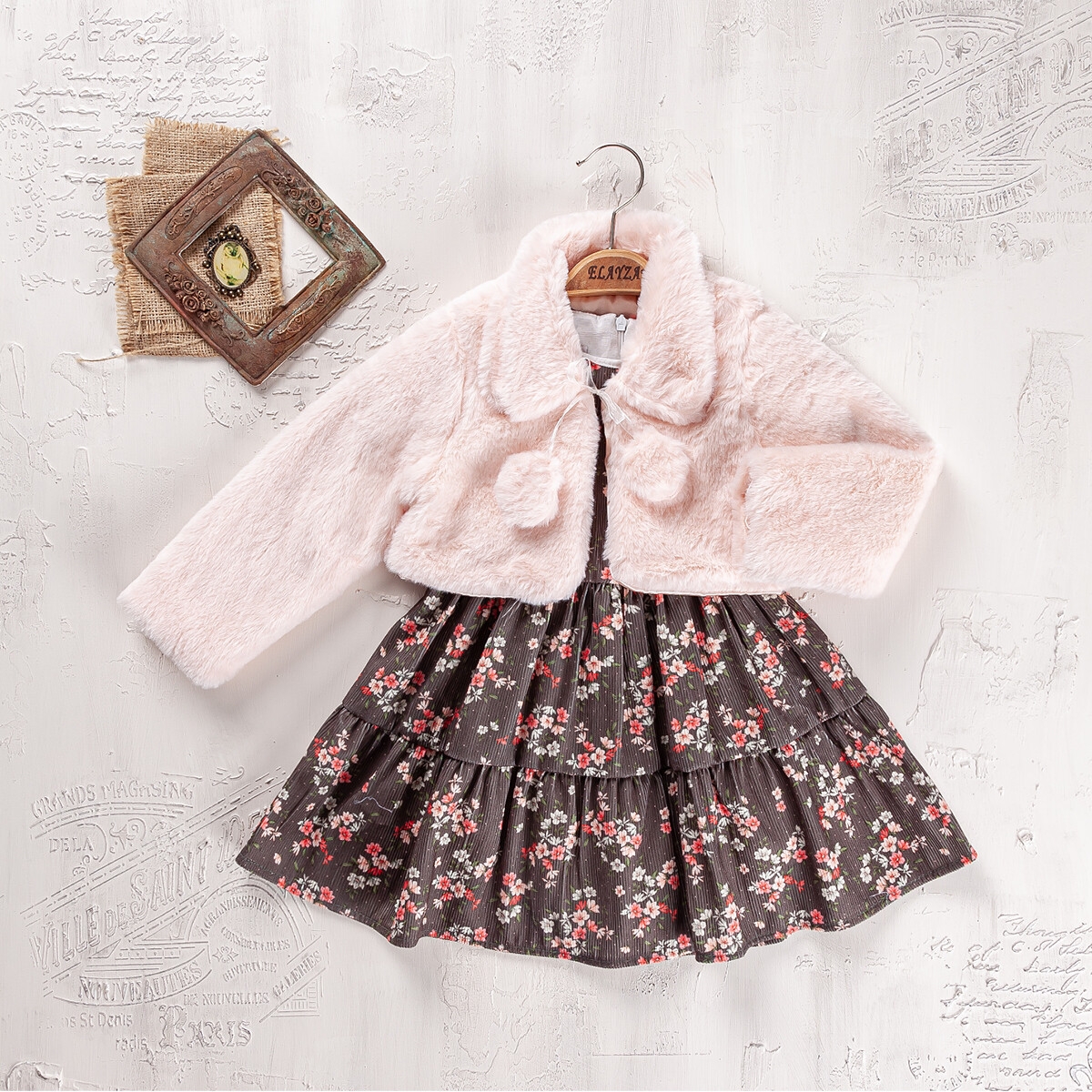 Girls' Suits - Toptan Kız Çocuk 2'li Elbise ve Yelek Takım 2-5Y 2023-2283 - Brand: Elayza - Kids & Bby Clothes From TheBS Kids Turkey
